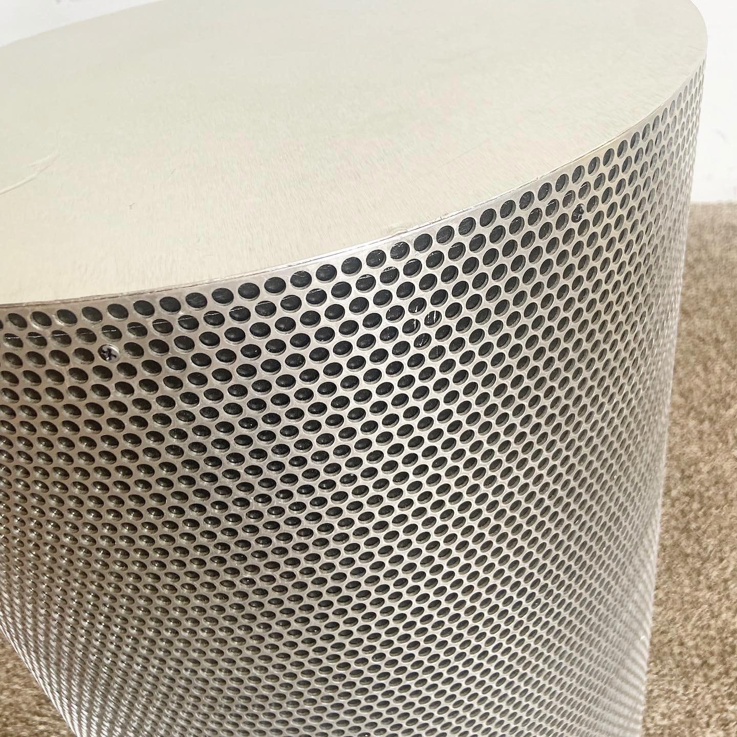 American Contemporary Brushed Metal Pedestal From Guess Jeans Showroom in NYC For Sale
