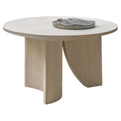 Contemporary Brushed Oak Round Lounge Table, Teo by Christophe Delcourt