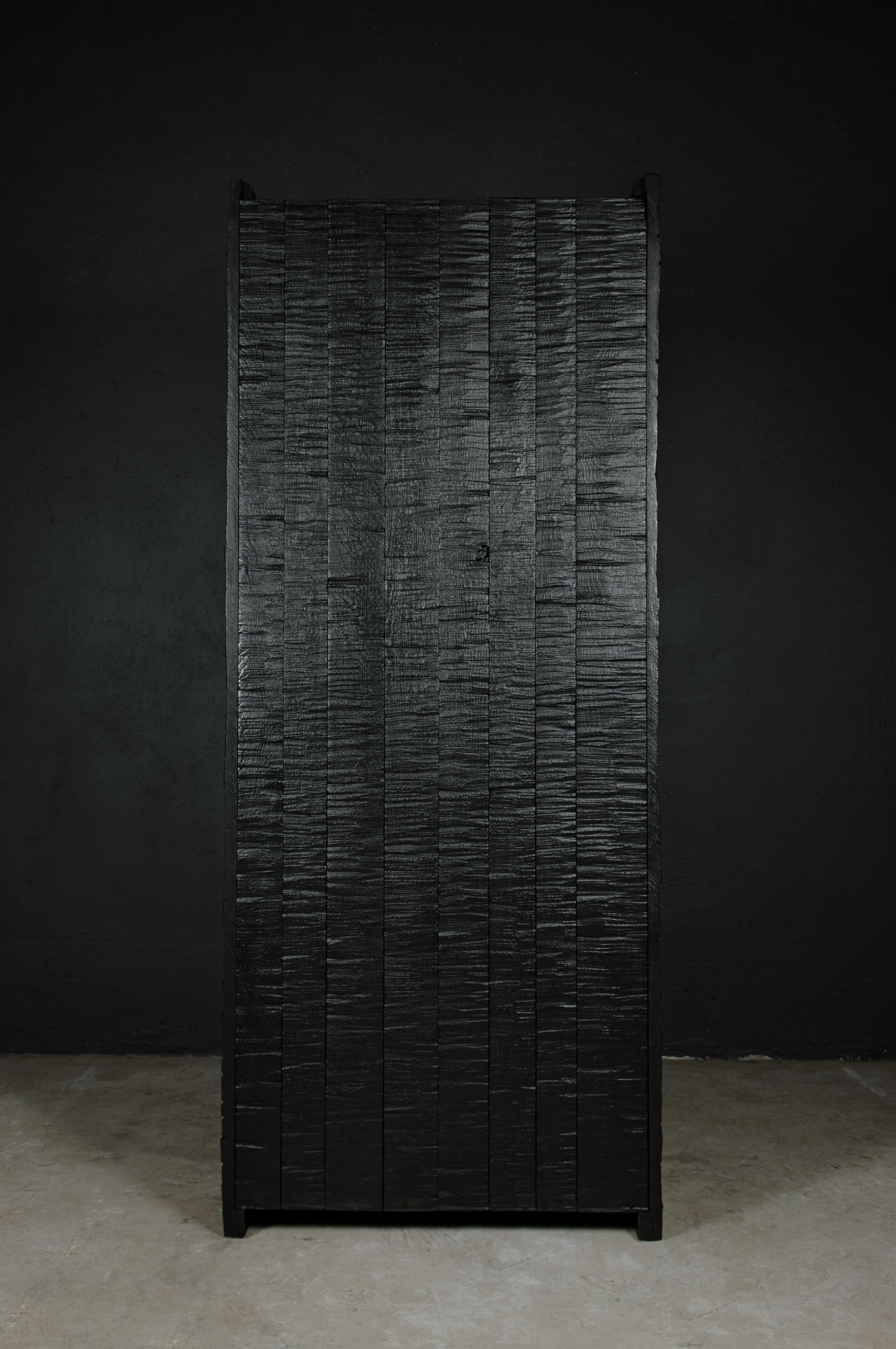 Contemporary Brutalist Cabinet in Solid Oak, Black For Sale 6