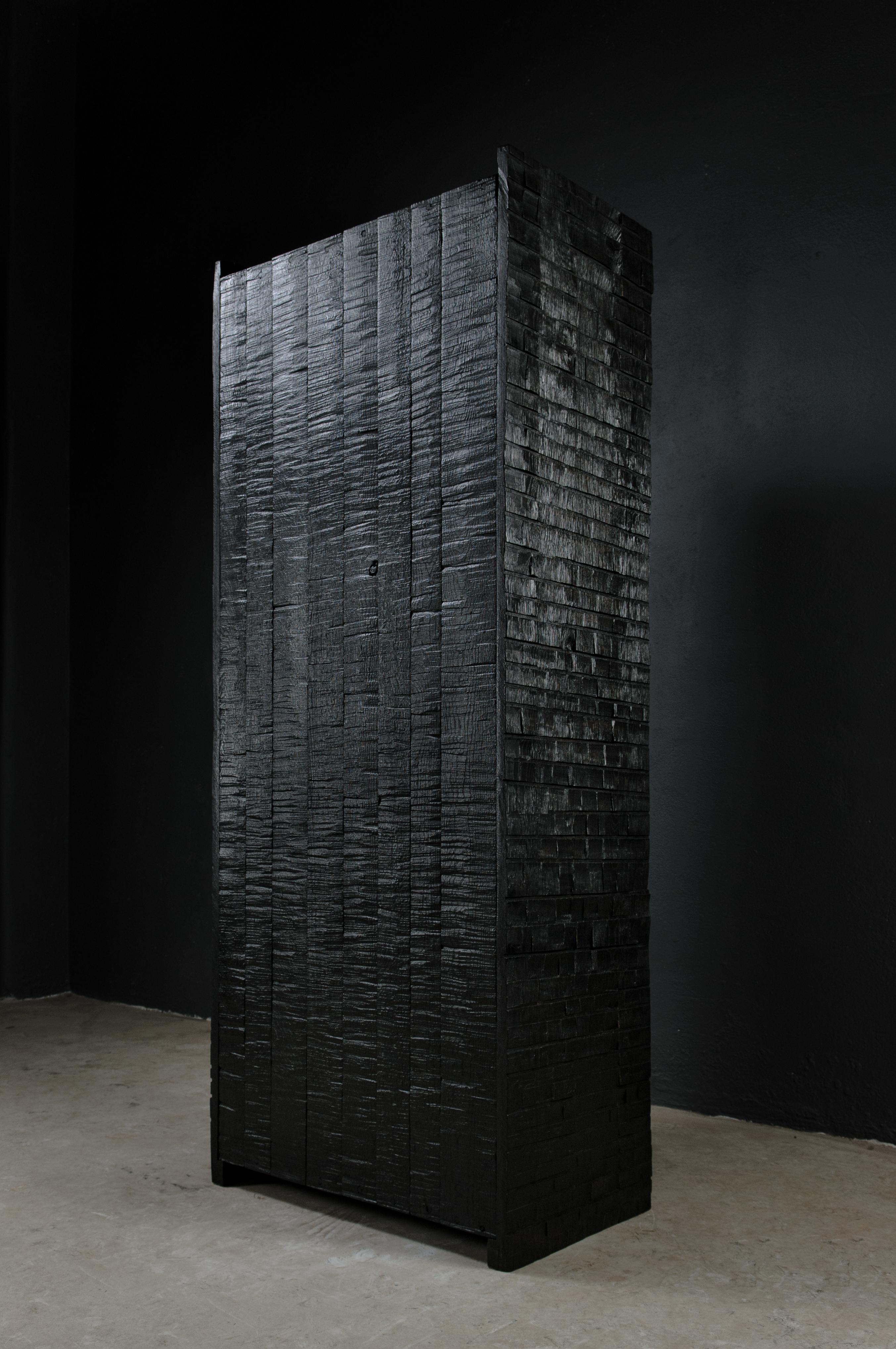 Contemporary Brutalist Cabinet in Solid Oak, Black For Sale 7
