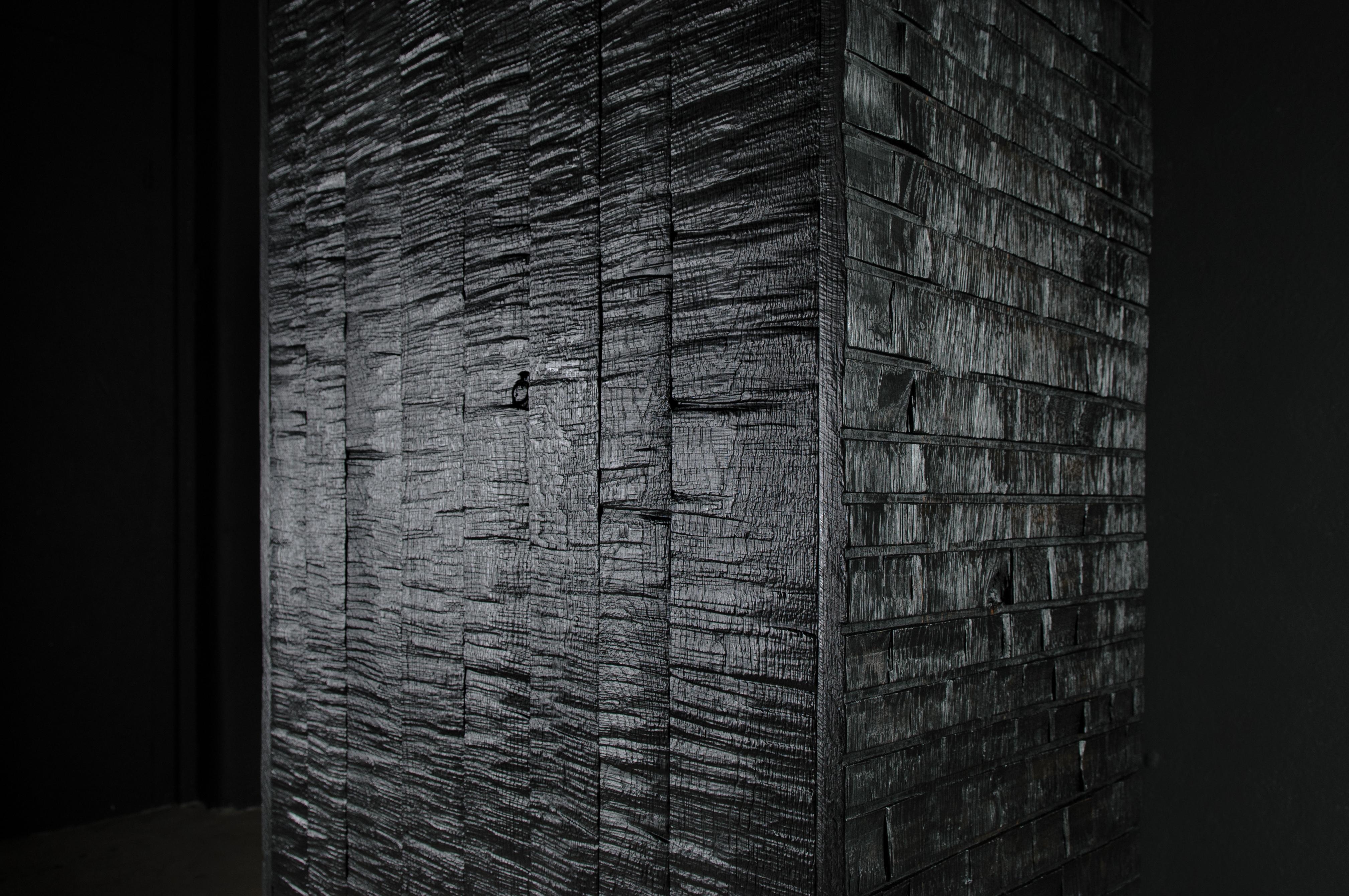 Contemporary Brutalist Cabinet in Solid Oak, Black For Sale 8