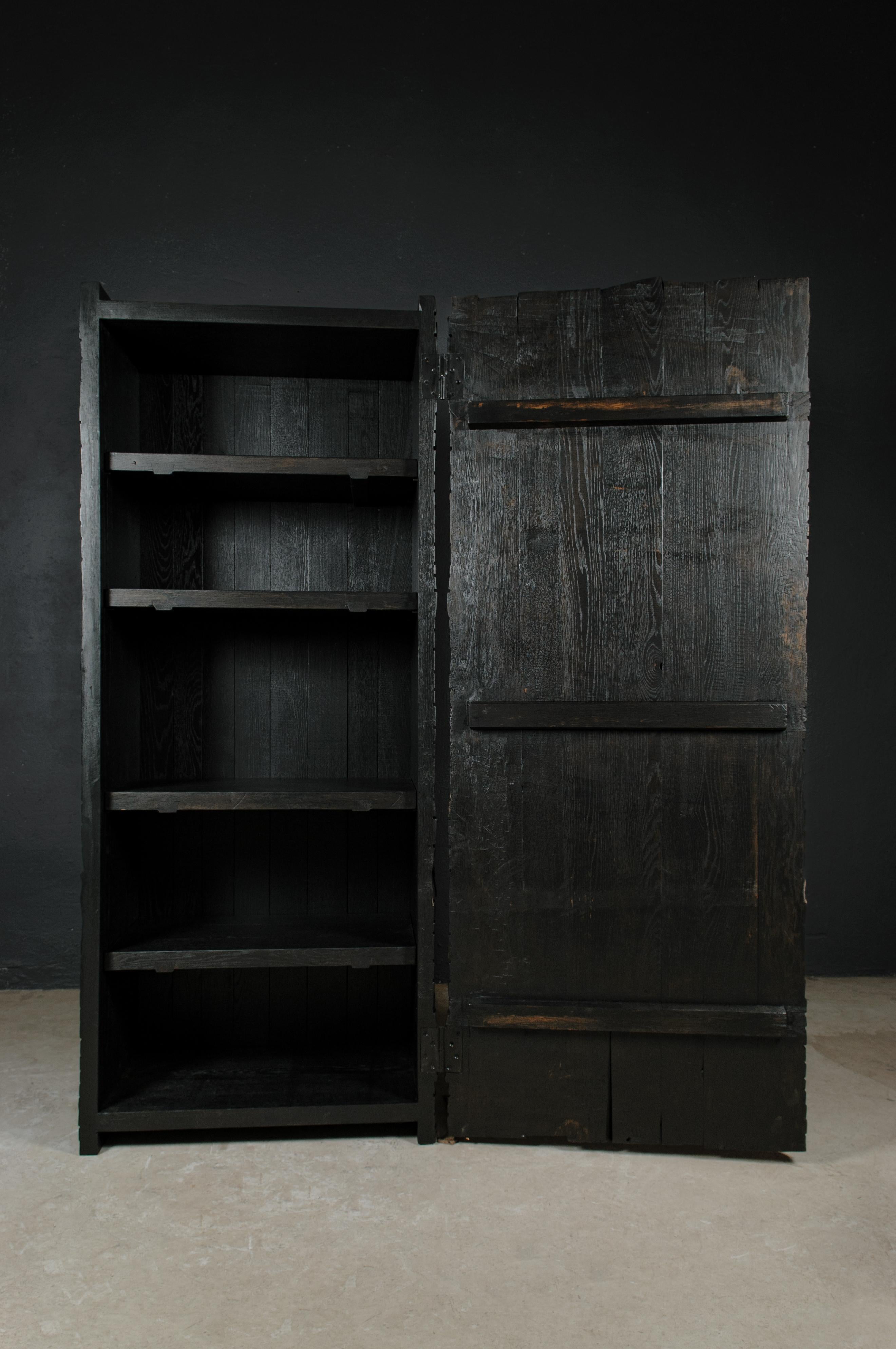 Russian Contemporary Brutalist Cabinet in Solid Oak, Black For Sale