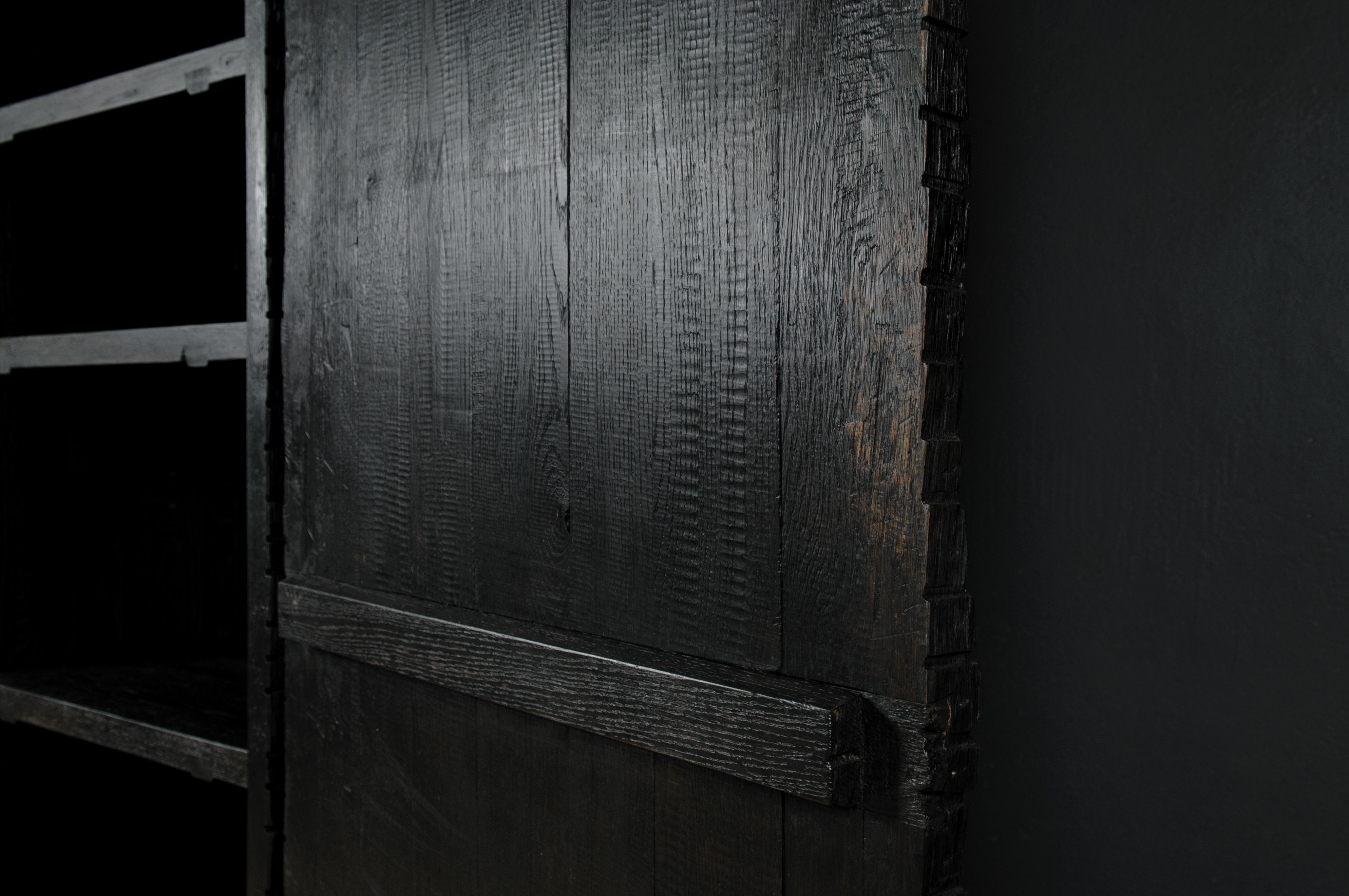 Contemporary Brutalist Cabinet in Solid Oak, Black In New Condition For Sale In Paris, FR