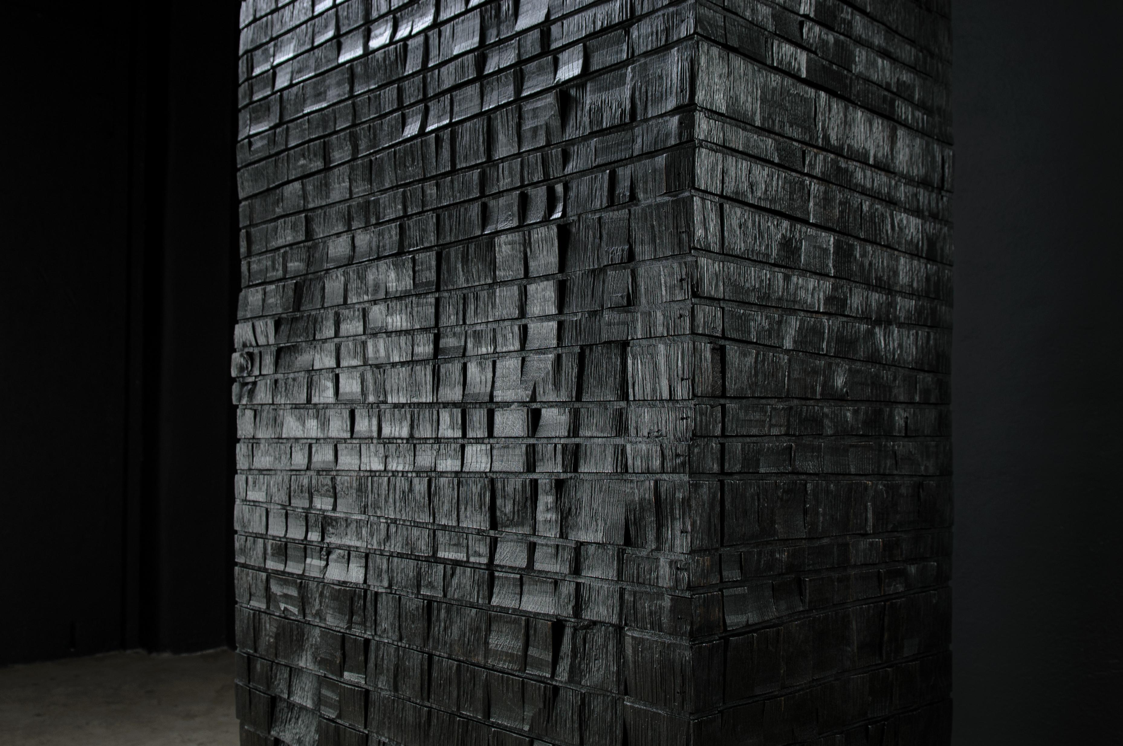 Contemporary Brutalist Cabinet in Solid Oak, Black For Sale 1