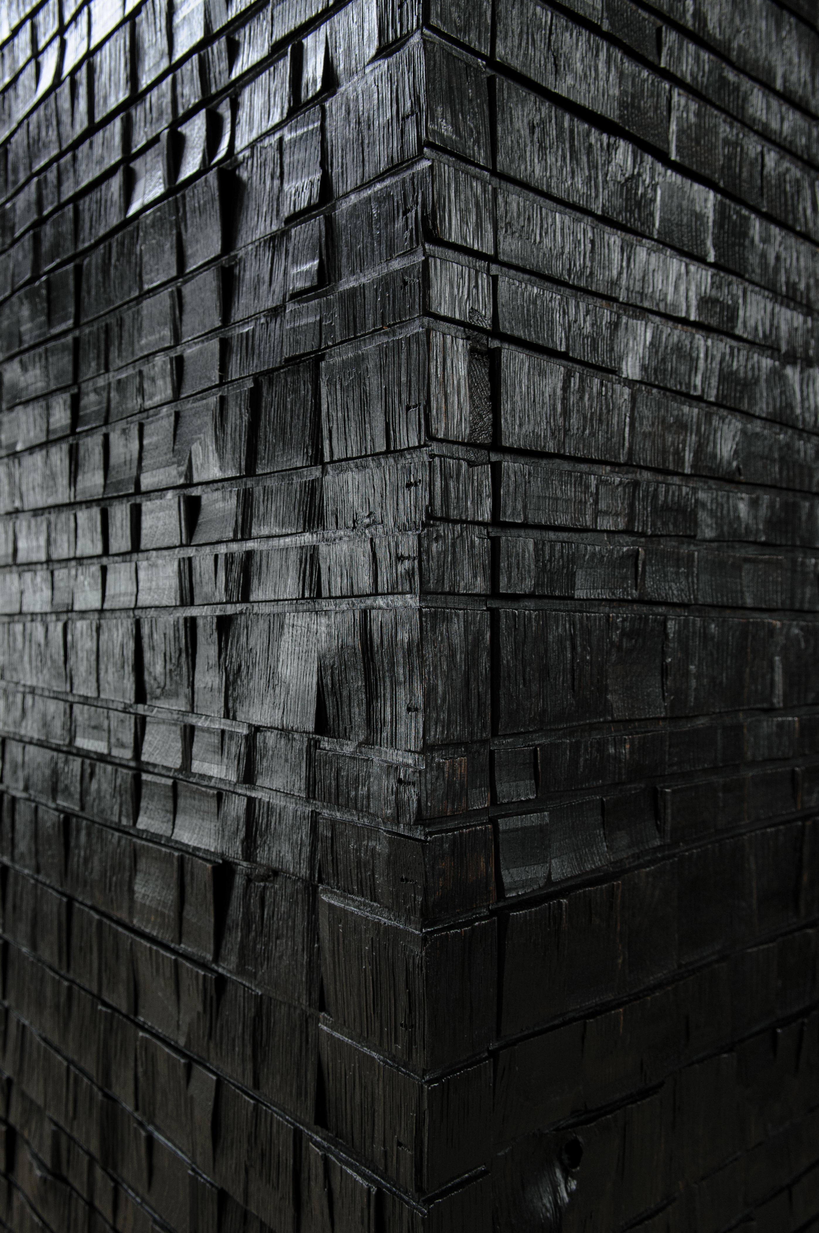 Chêne Cabinet brutal contemporain en Oak Oak massif, noir en vente
