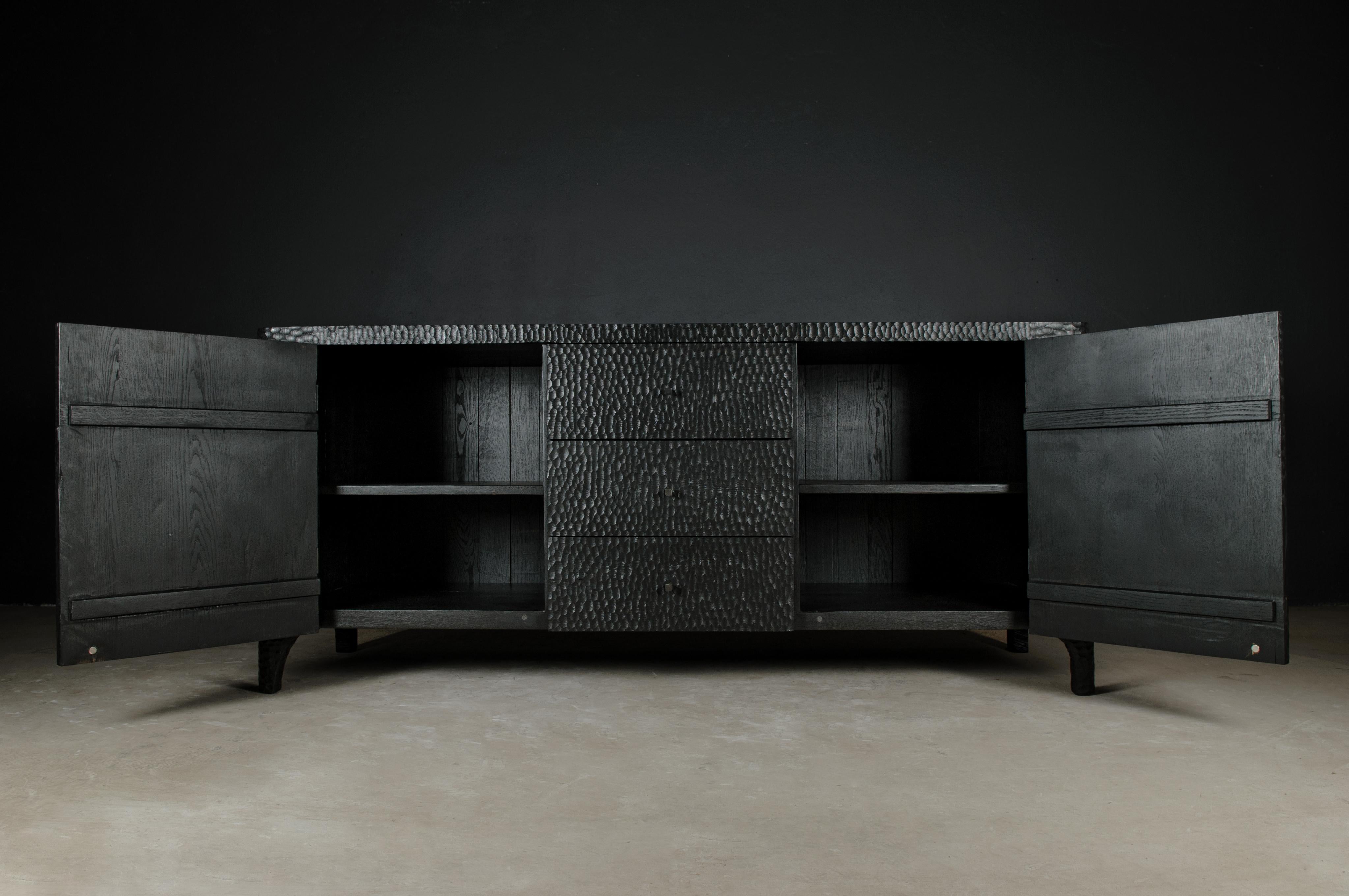 Contemporary Brutalist Dresser in Black Oak 'Custom Size' For Sale 6