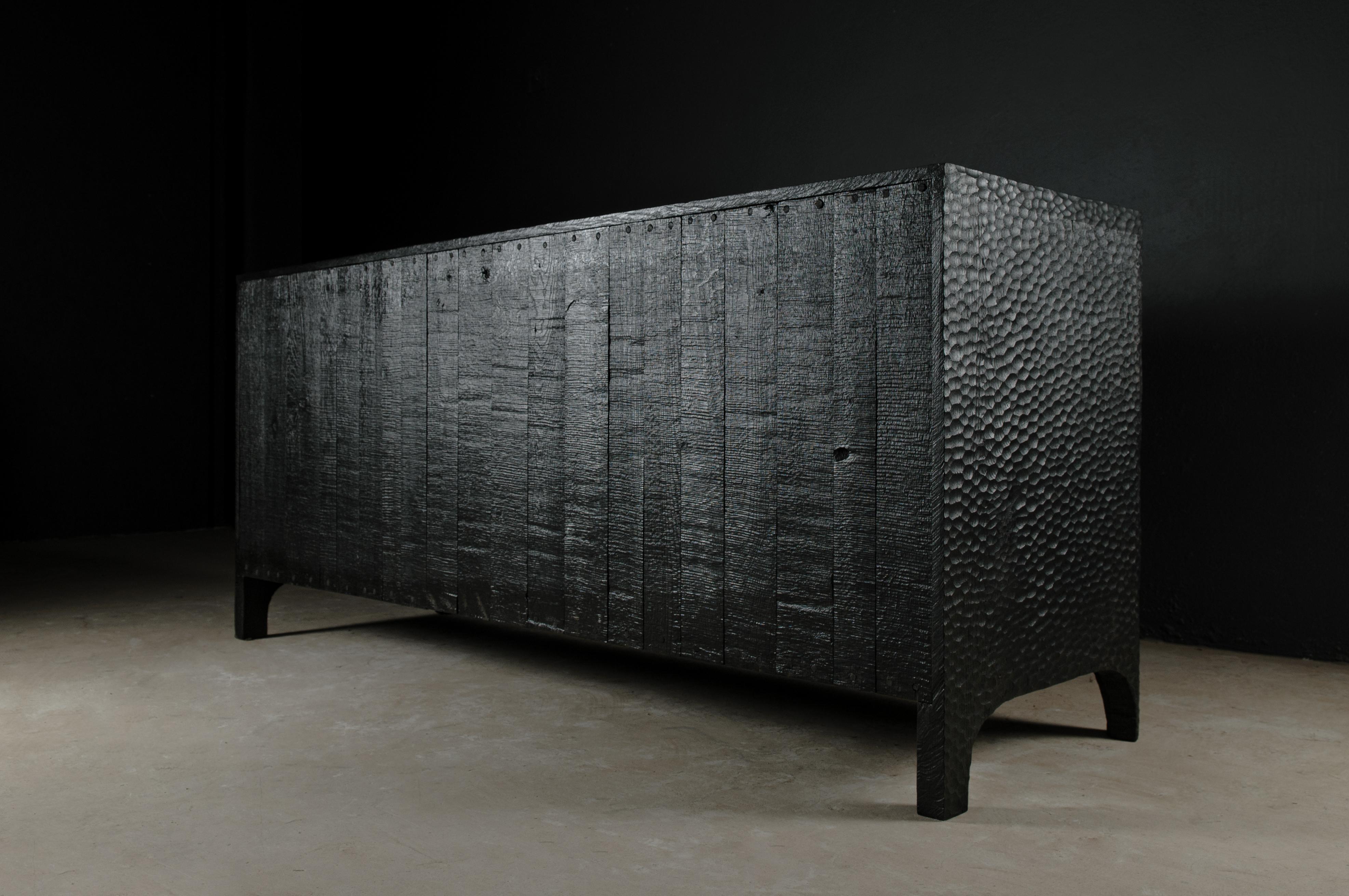 Contemporary Brutalist Dresser in Black Oak 'Custom Size' For Sale 8
