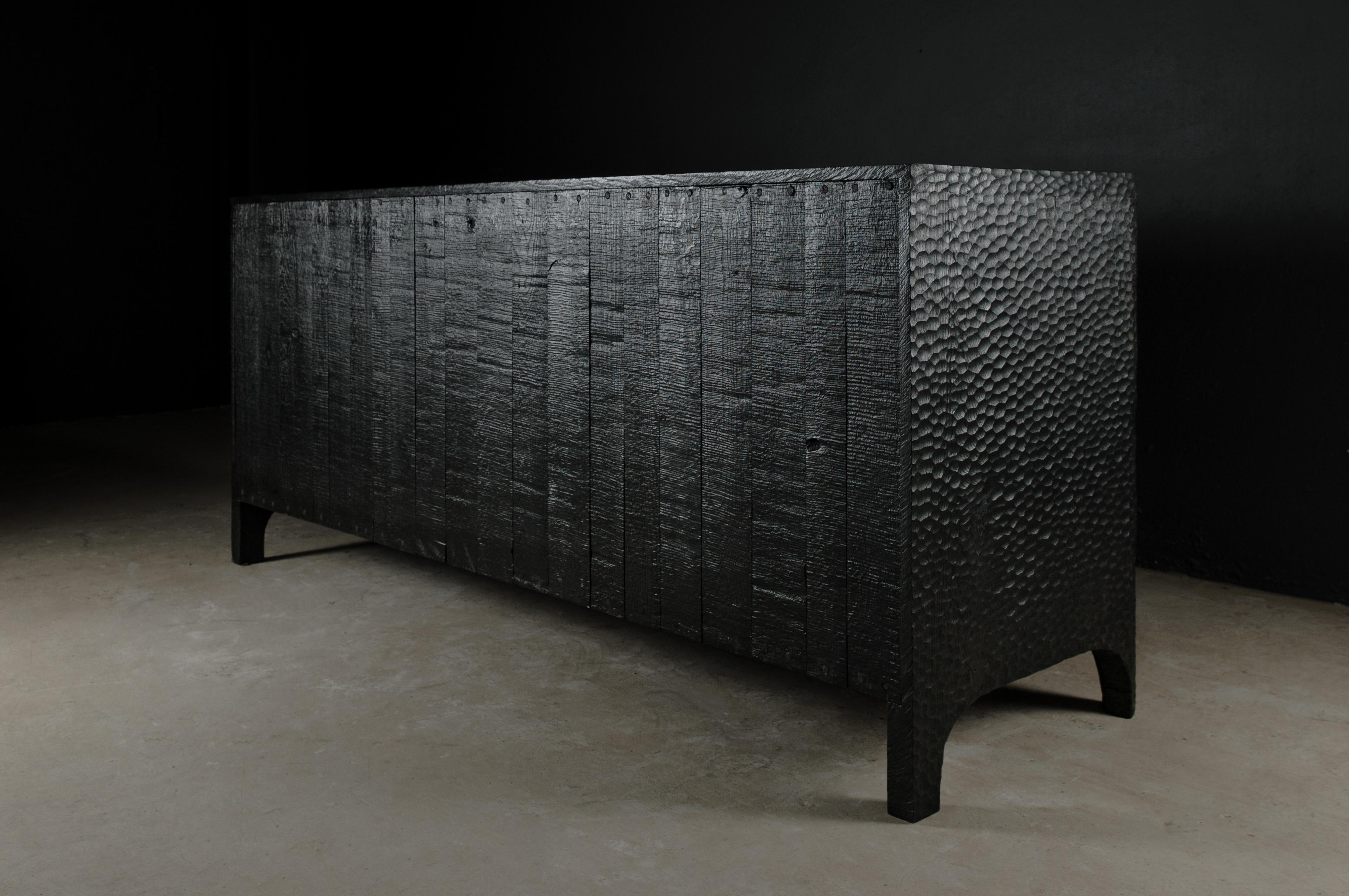 Contemporary Brutalist Dresser in Black Oak 'Custom Size' For Sale 9