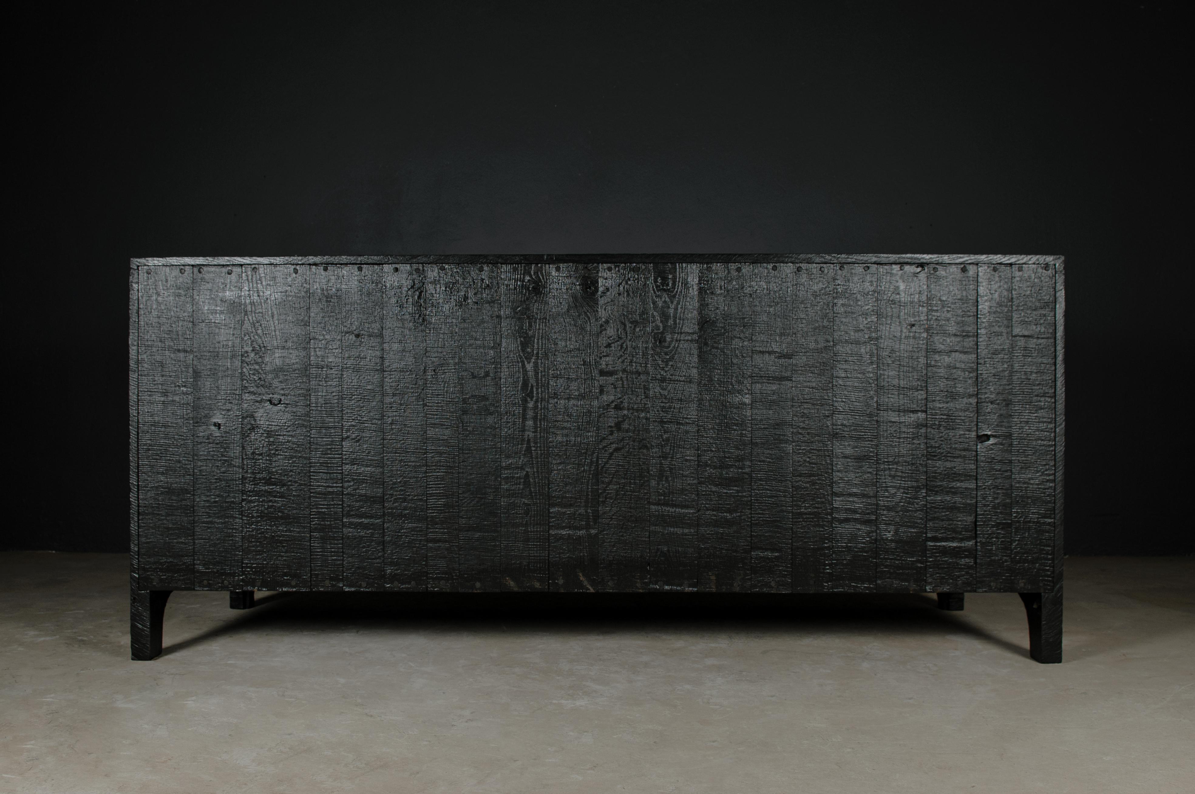 Contemporary Brutalist Dresser in Black Oak 'Custom Size' For Sale 13
