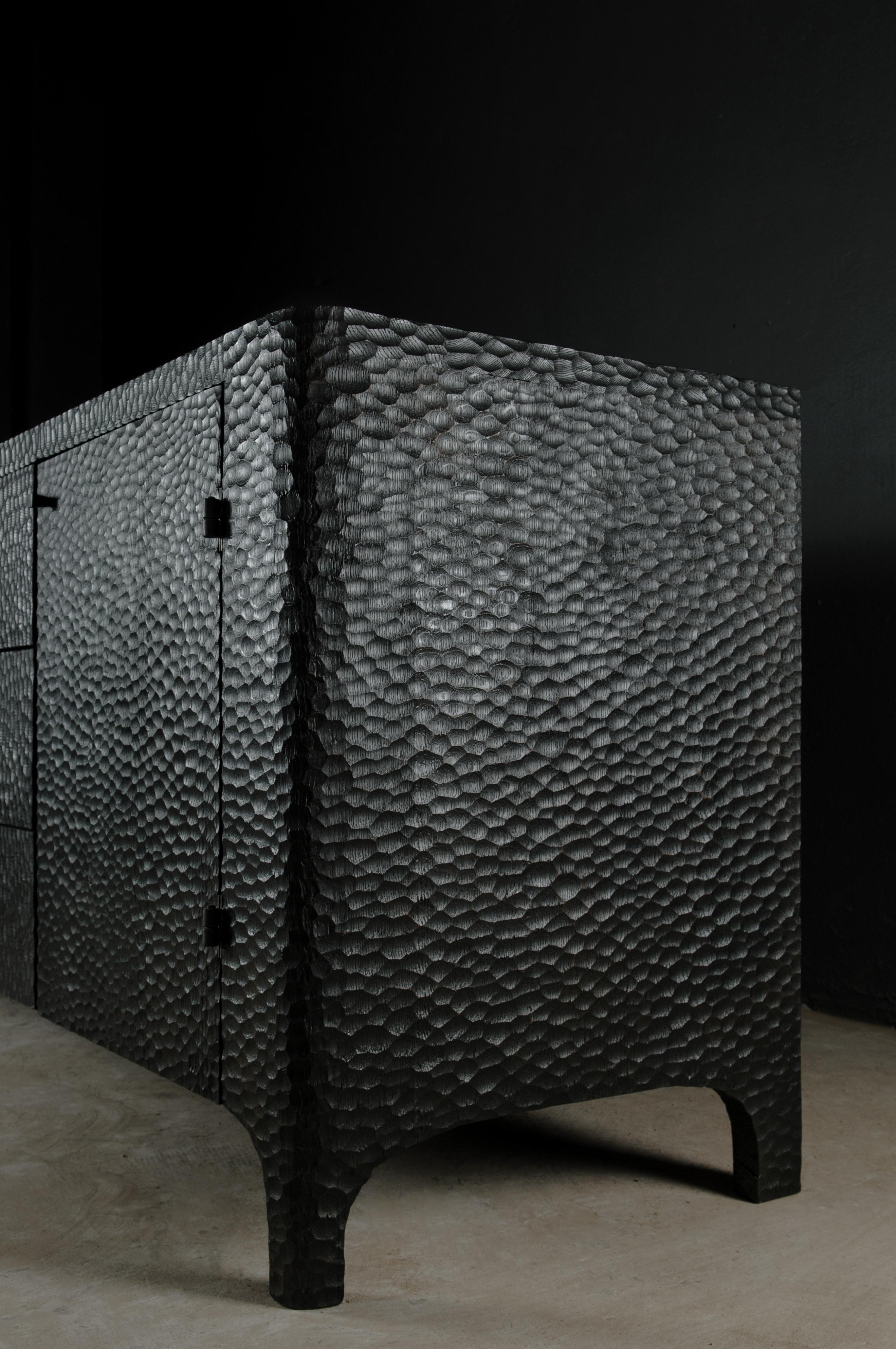 Contemporary Brutalist Dresser in Black Oak 'Custom Size' In New Condition For Sale In Paris, FR