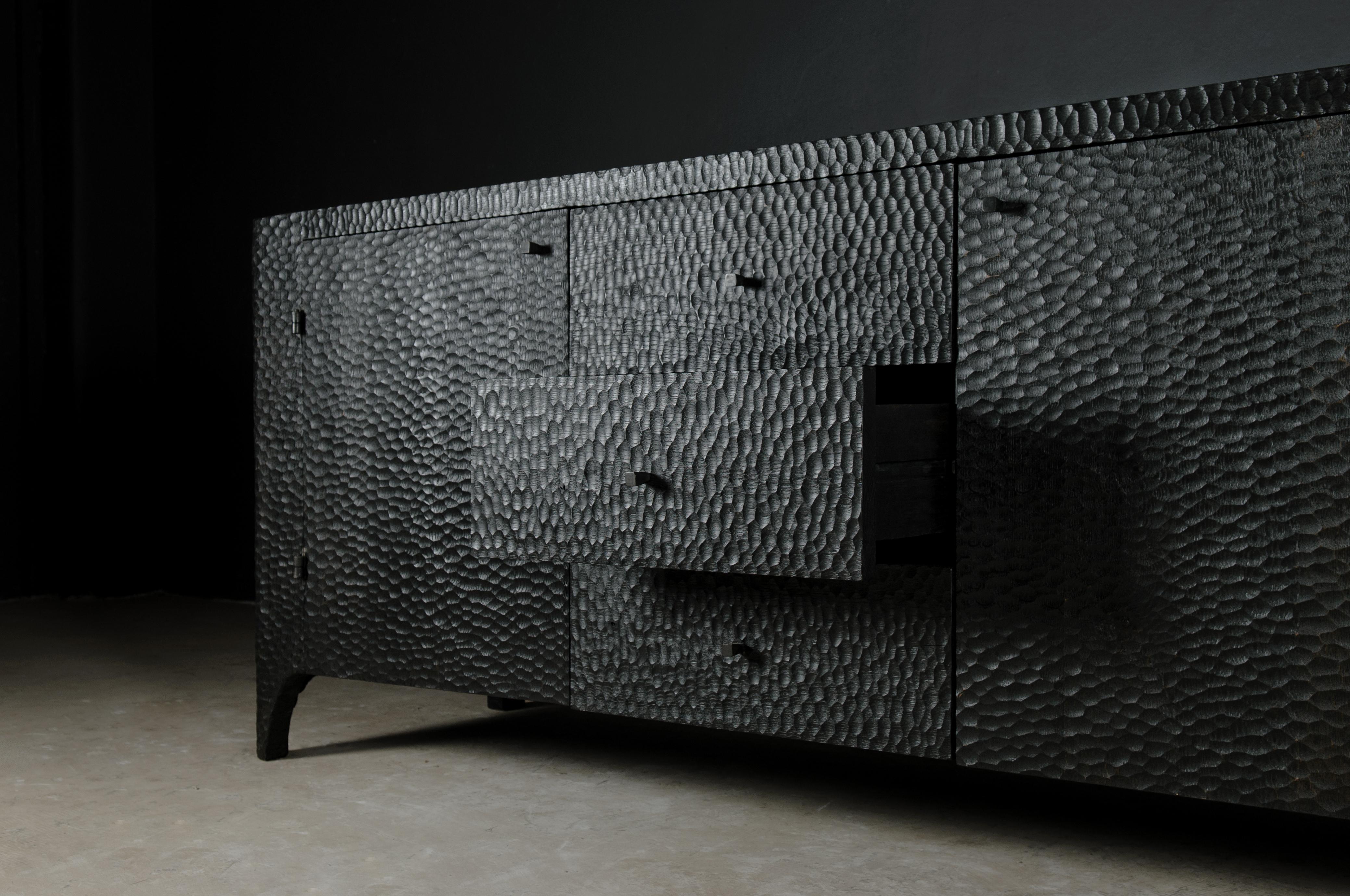 Contemporary Brutalist Dresser in Black Oak 'Custom Size' For Sale 3