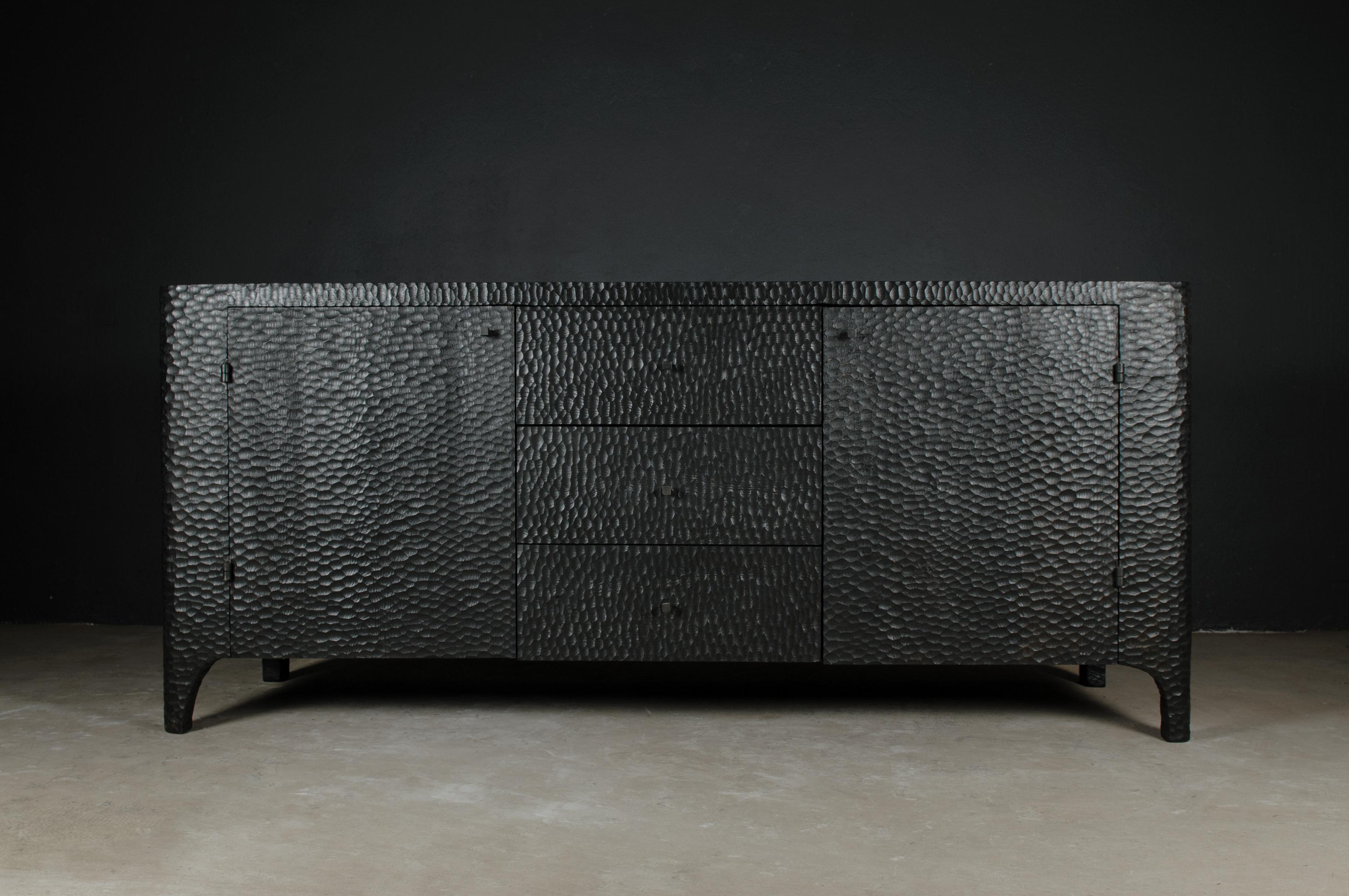 Contemporary Brutalist Dresser in Black Oak 'Custom Size' For Sale 5