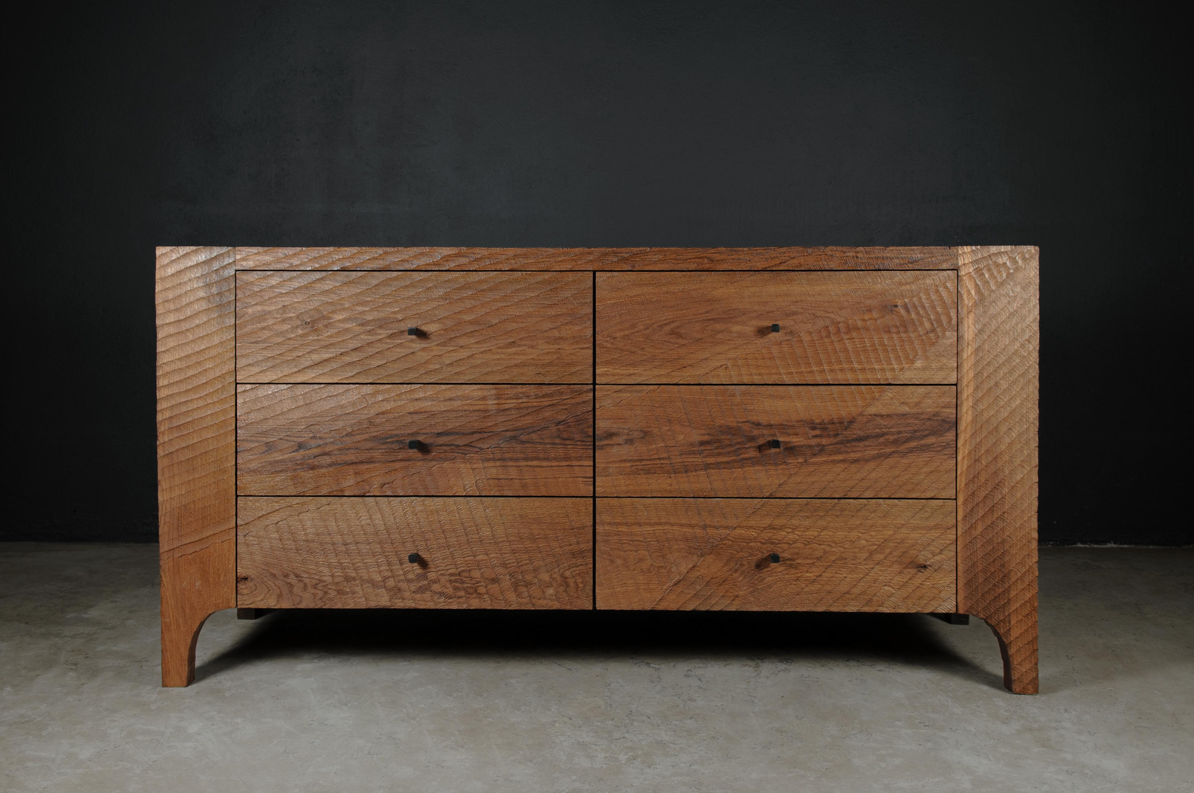 Contemporary Brutalist Dresser in Solid Oak 'Custom Size' For Sale 6