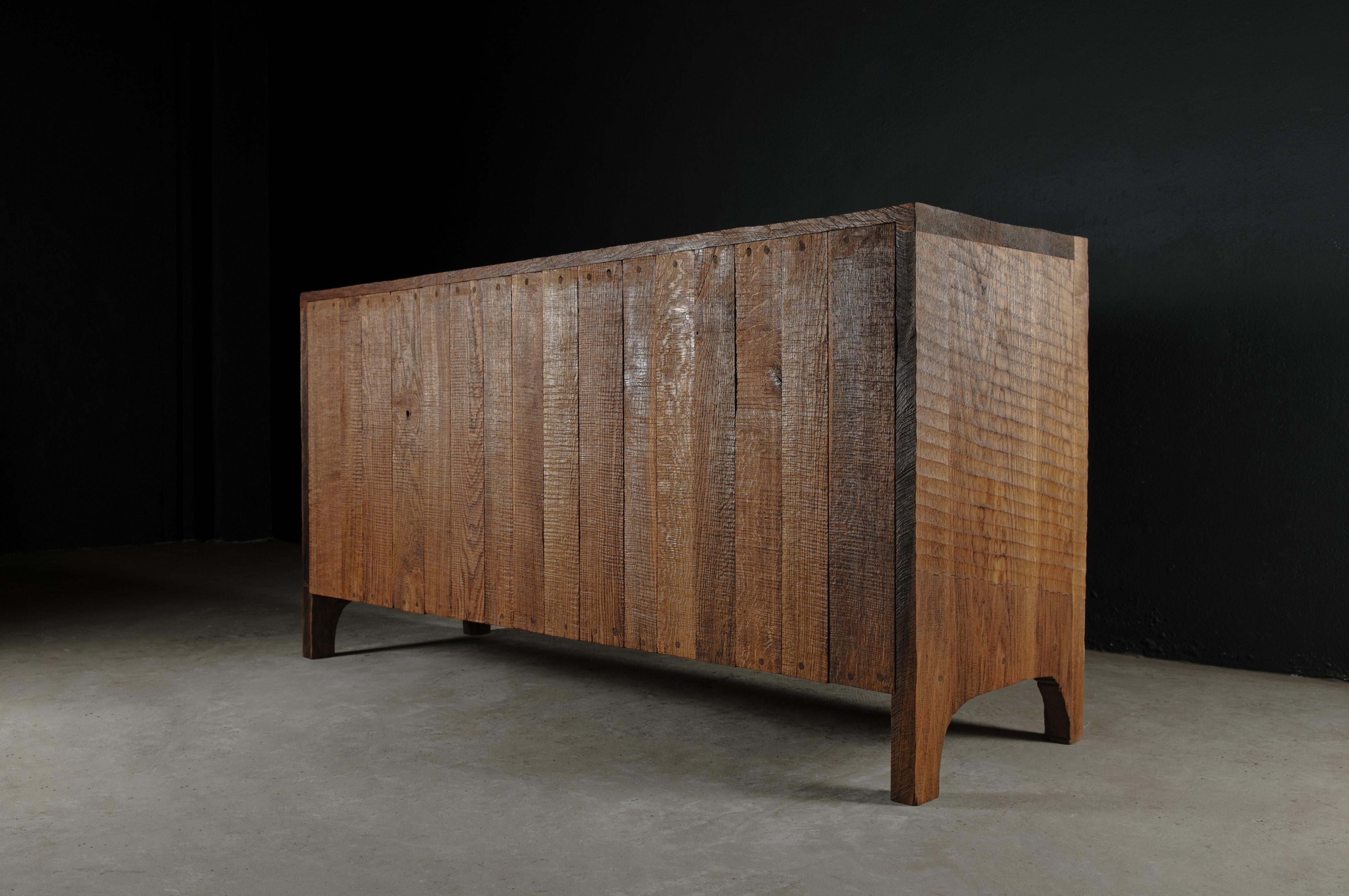 Contemporary Brutalist Dresser in Solid Oak 'Custom Size' For Sale 8