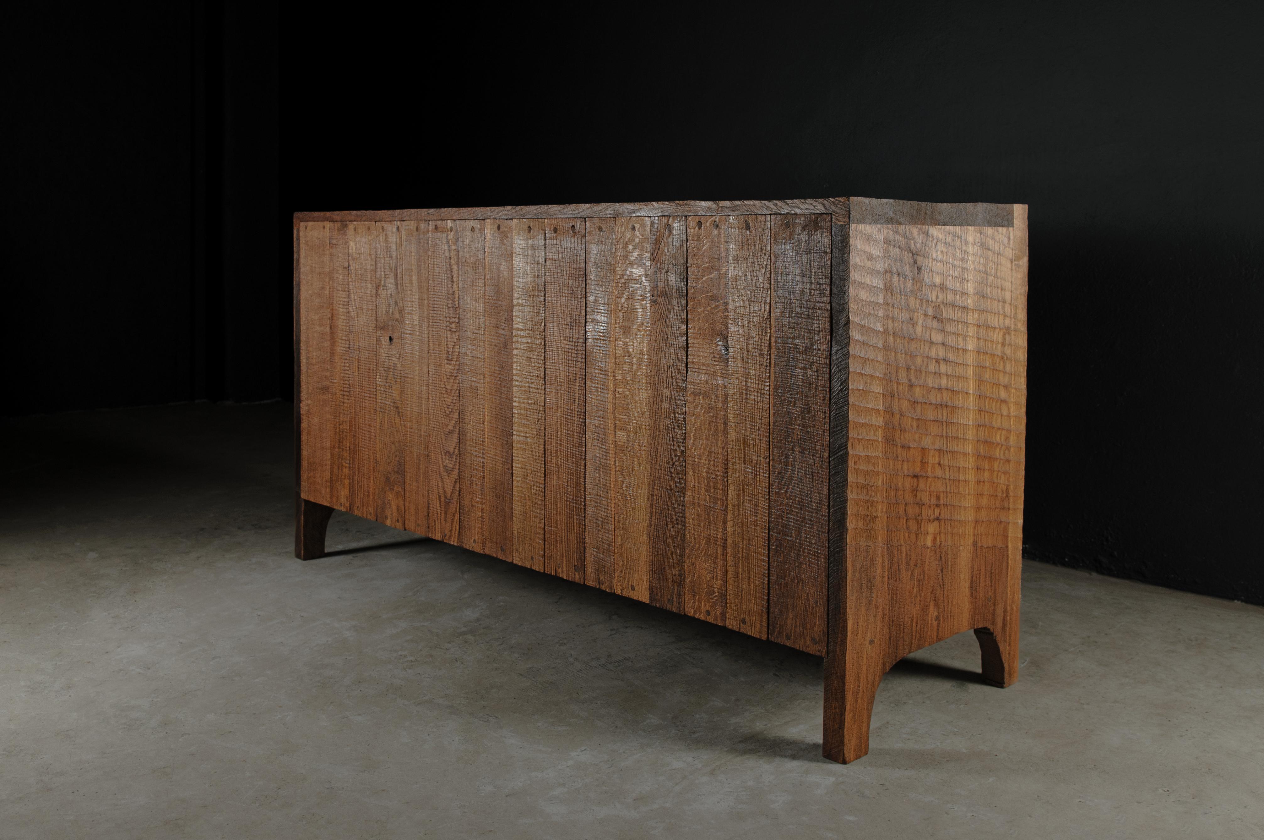 Contemporary Brutalist Dresser in Solid Oak 'Custom Size' For Sale 9