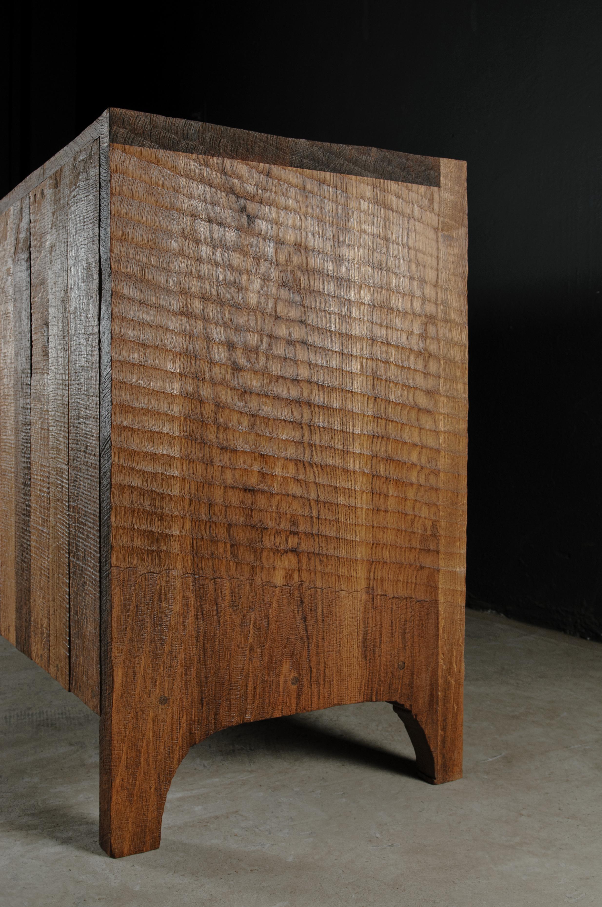 Contemporary Brutalist Dresser in Solid Oak 'Custom Size' For Sale 10