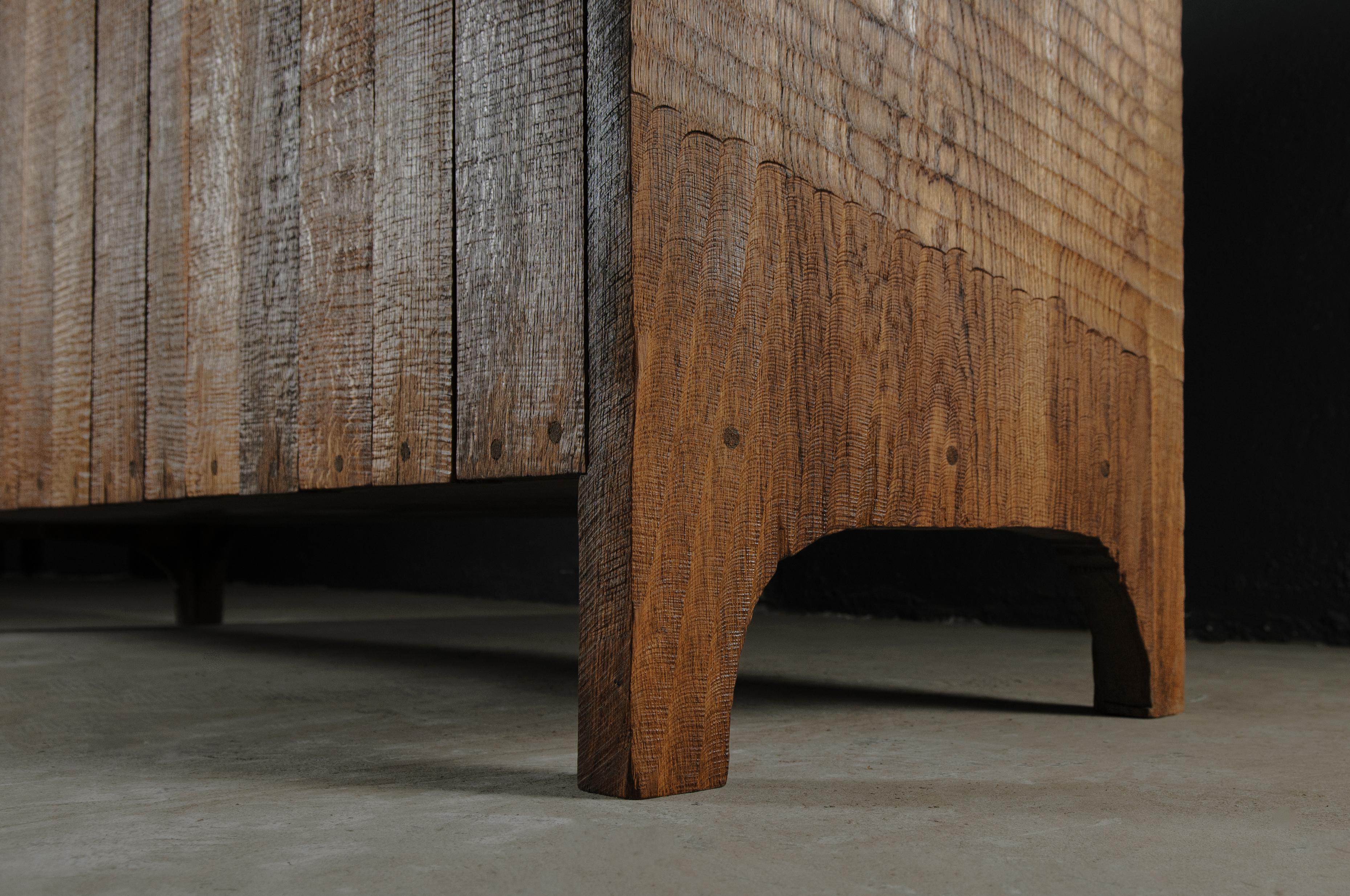 Contemporary Brutalist Dresser in Solid Oak 'Custom Size' For Sale 12
