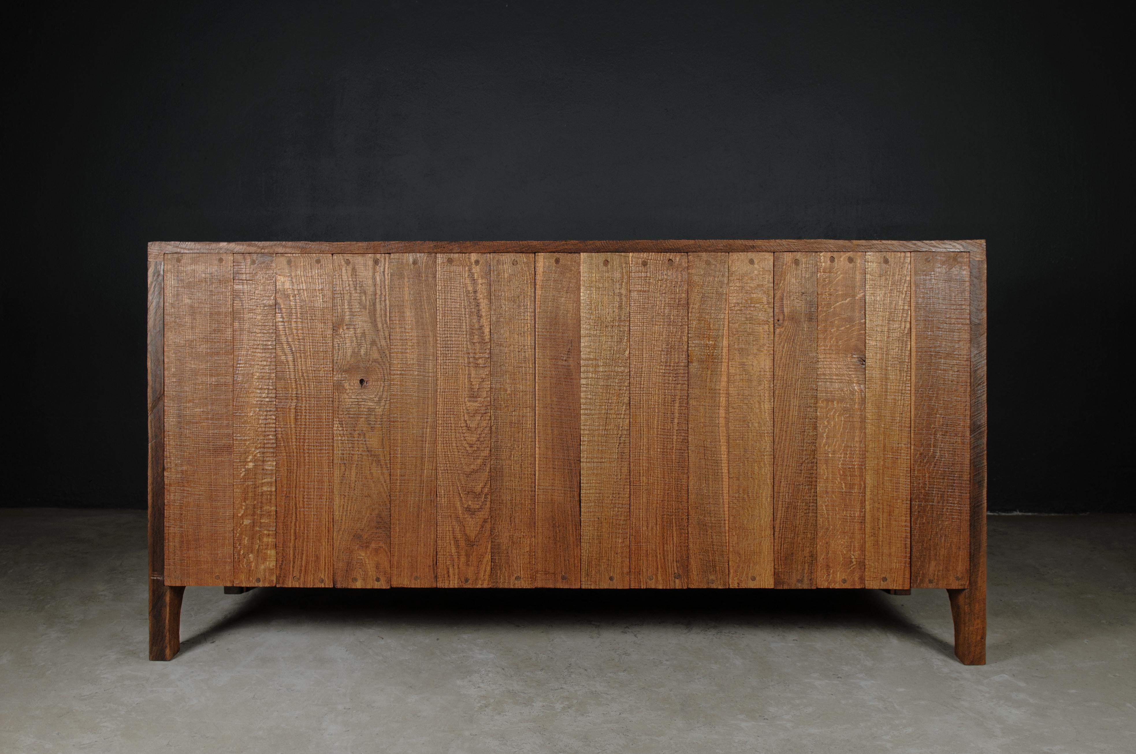 Contemporary Brutalist Dresser in Solid Oak 'Custom Size' For Sale 13