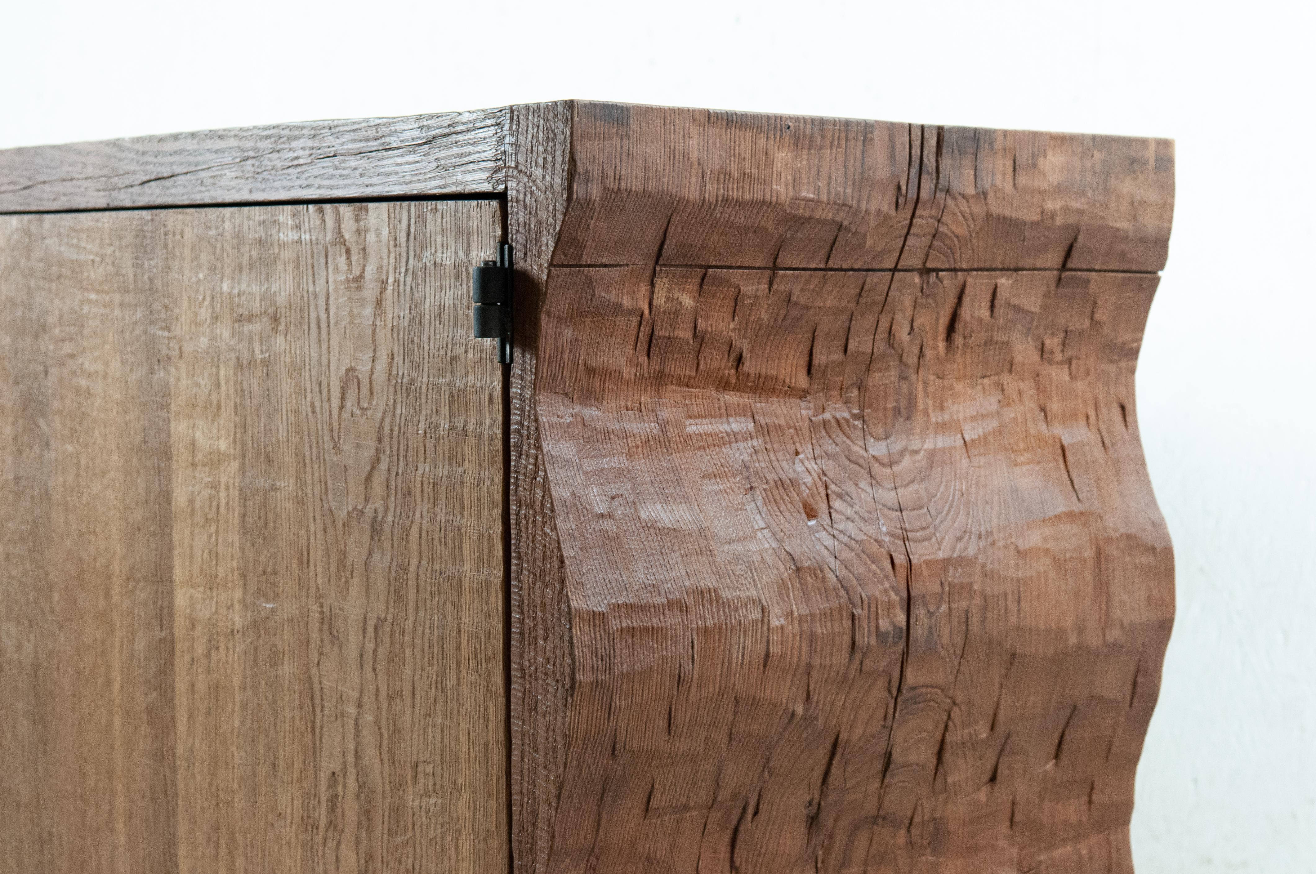 Contemporary Brutalist Dresser in Solid Oak 'Custom Size' In New Condition For Sale In Paris, IDF