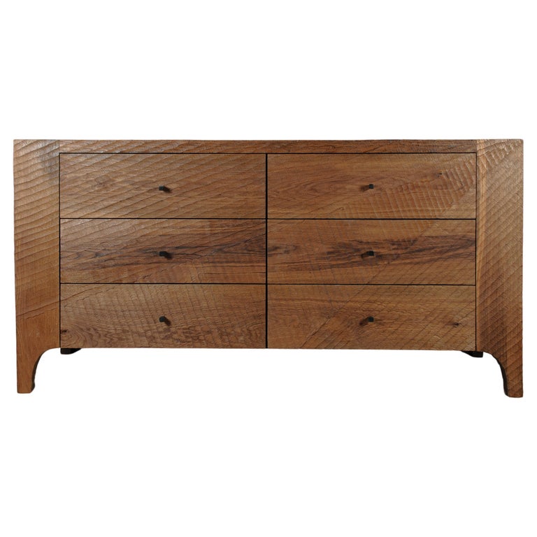 Contemporary Brutalist Dresser in Solid Oak 'Custom Size' For Sale at