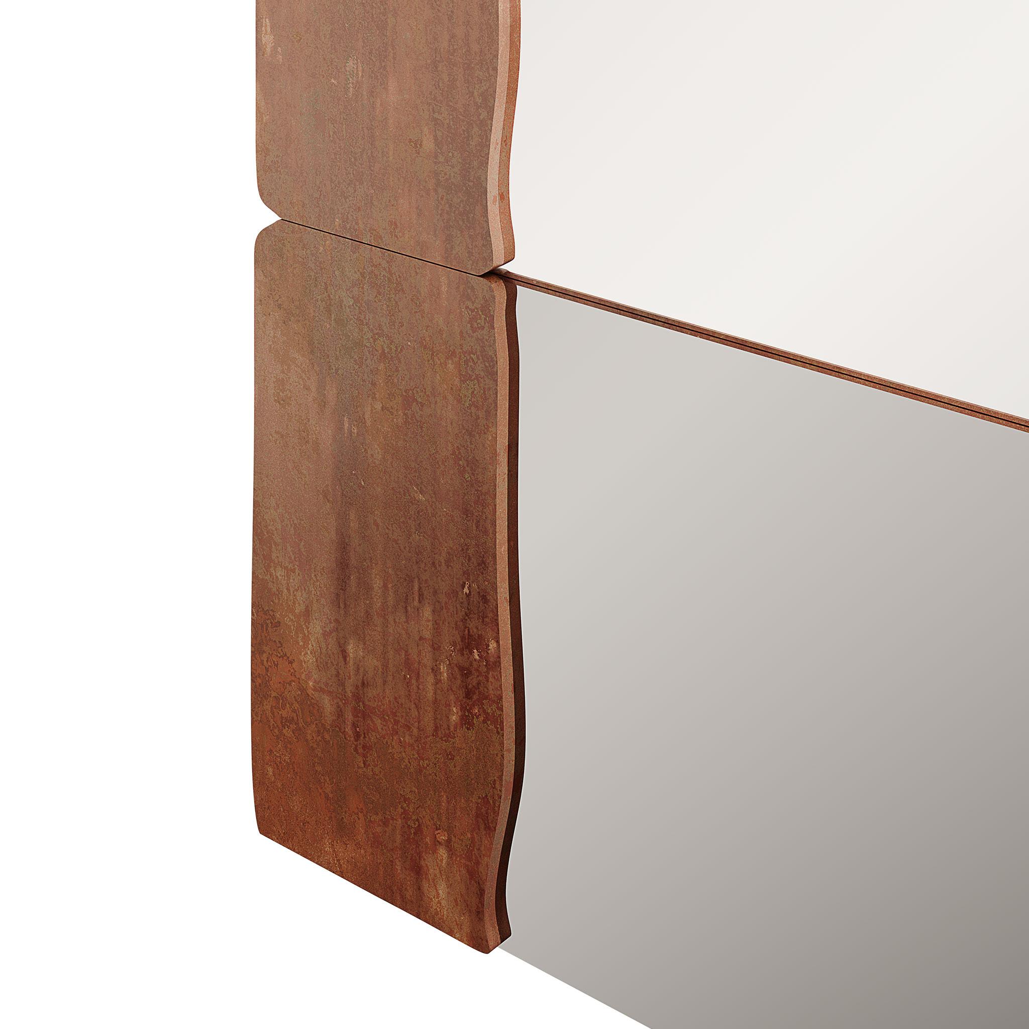 Contemporary Customized Floor Mirror Rust Matte Effect Lacquer, Bronze Mirror  (Brutalismus) im Angebot