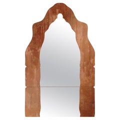 Miroir de sol contemporain personnalisé Laque à effet mat rouille, miroir en bronze 