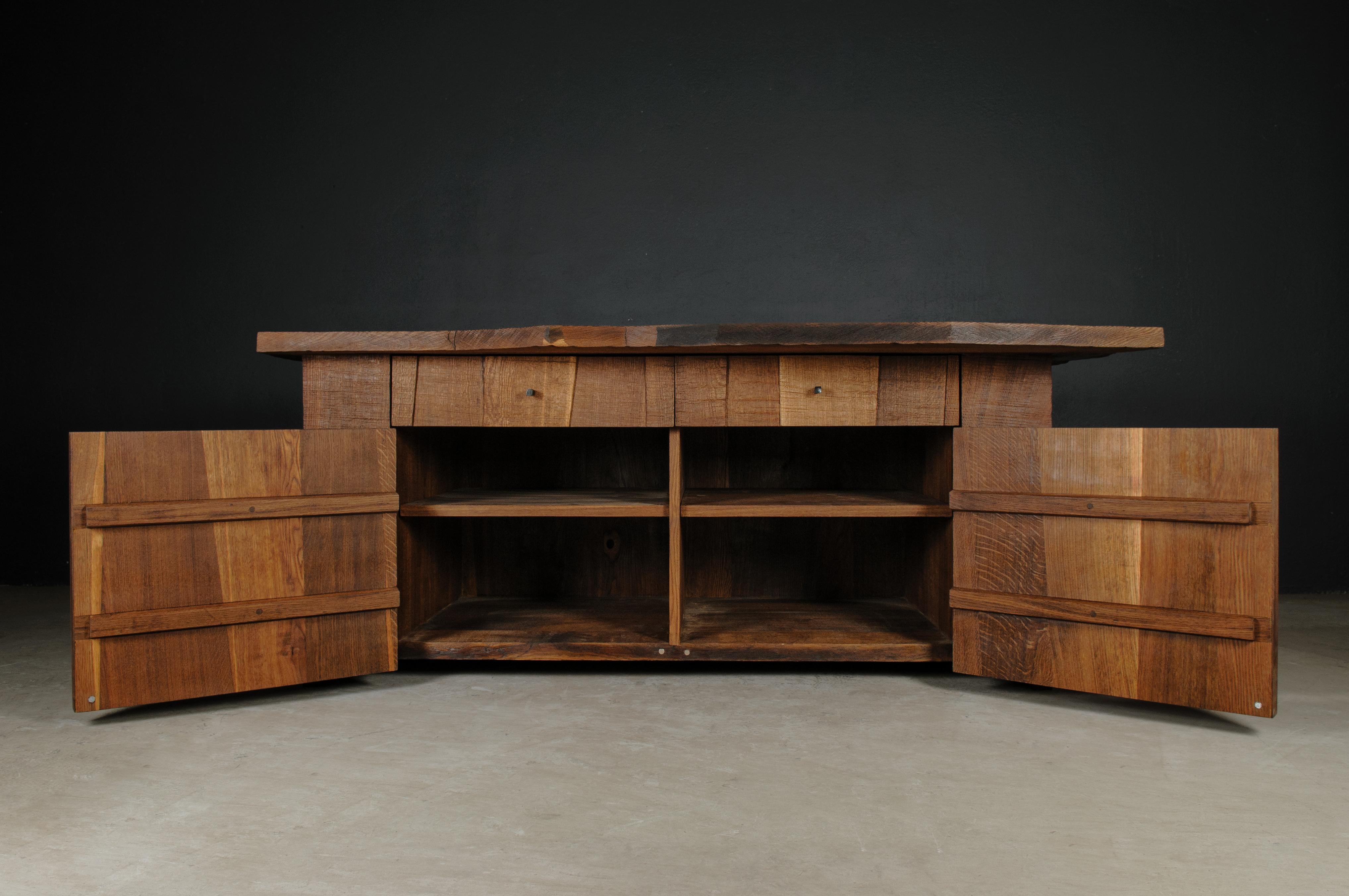 Russian Contemporary Brutalist Geometric Commode in Solid Oak by Soha Concept For Sale