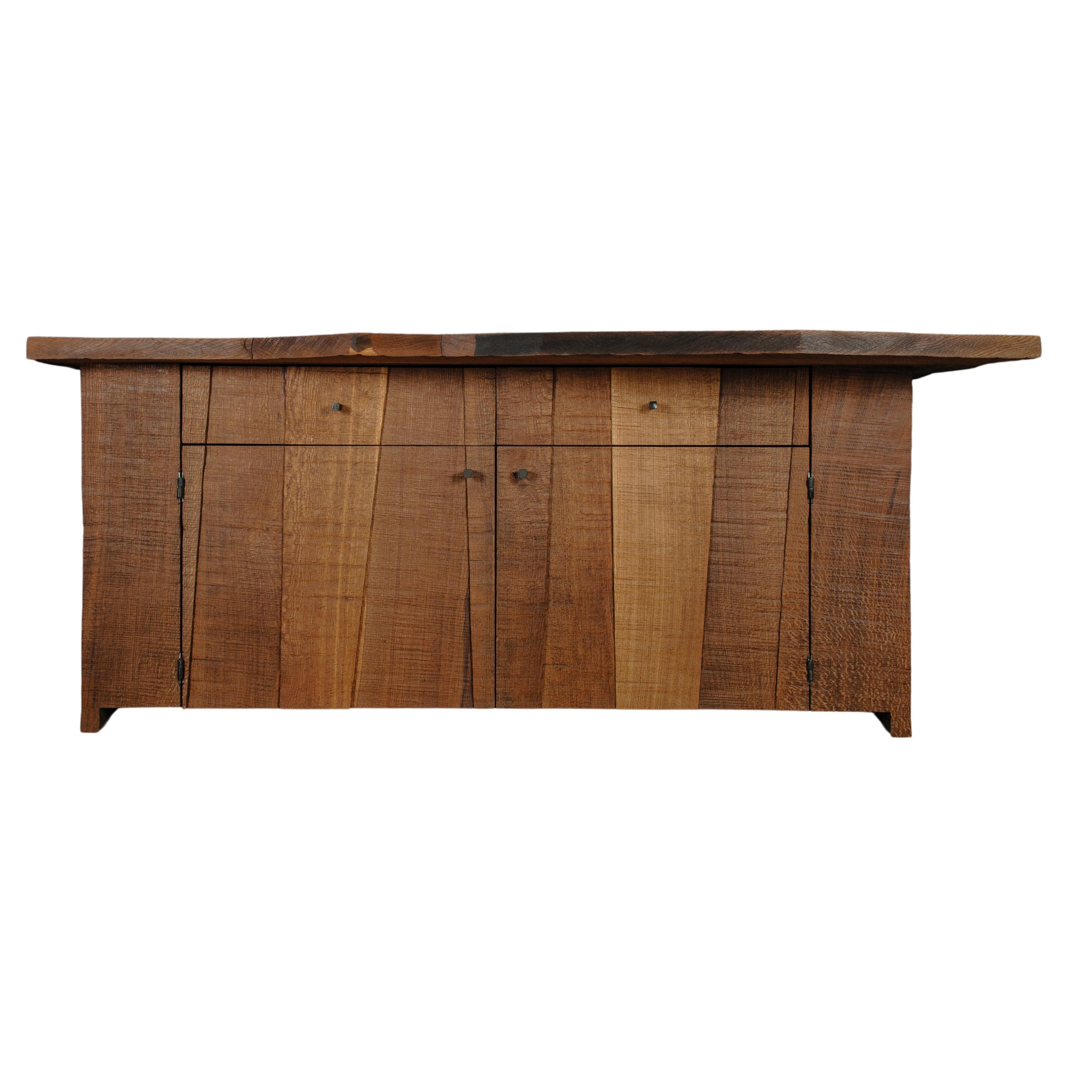 Contemporary Brutalist Geometric Commode in Solid Oak by Soha Concept For Sale