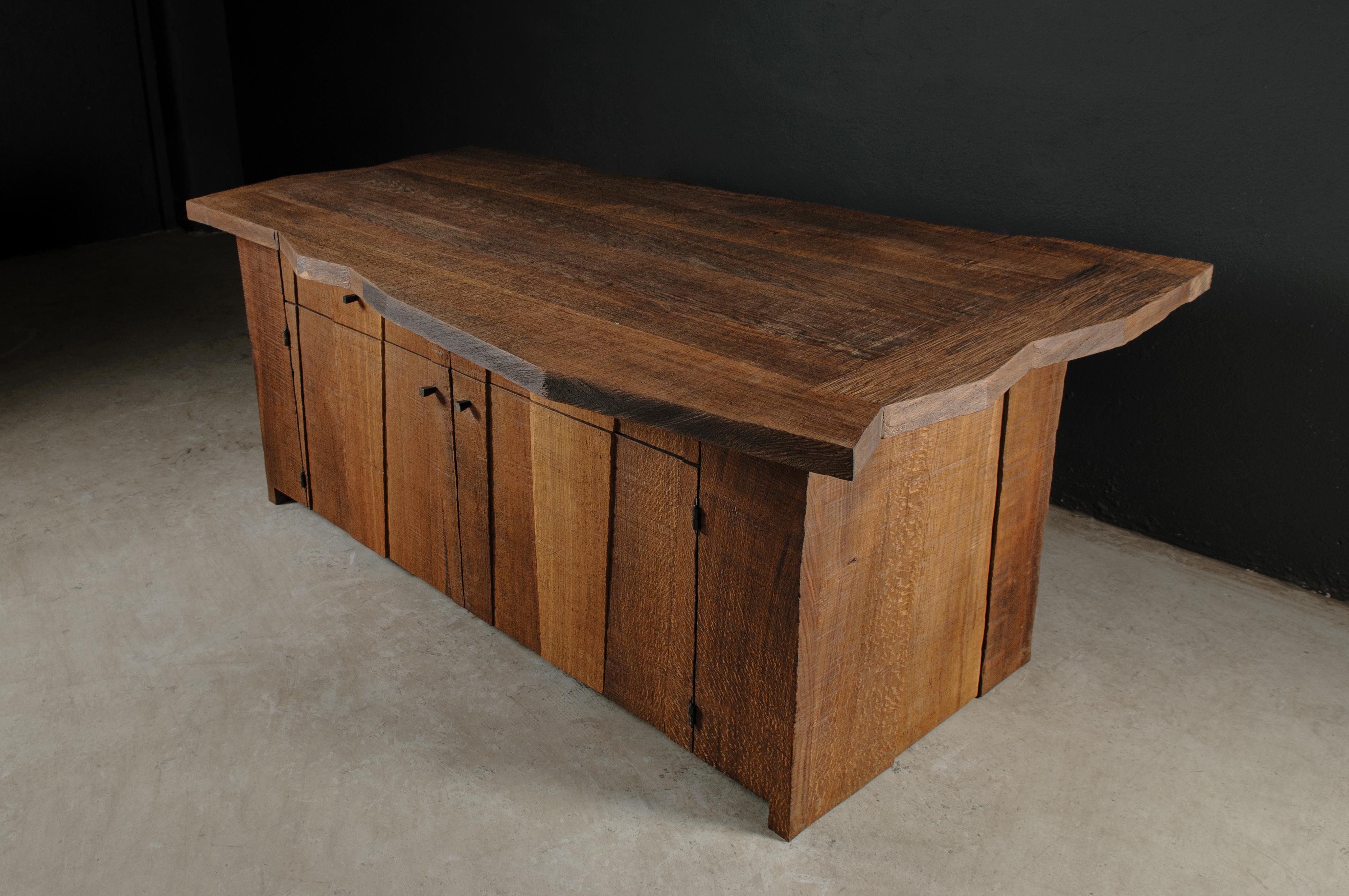 Contemporary Brutalist Geometric Commode in Solid Oak  For Sale 4
