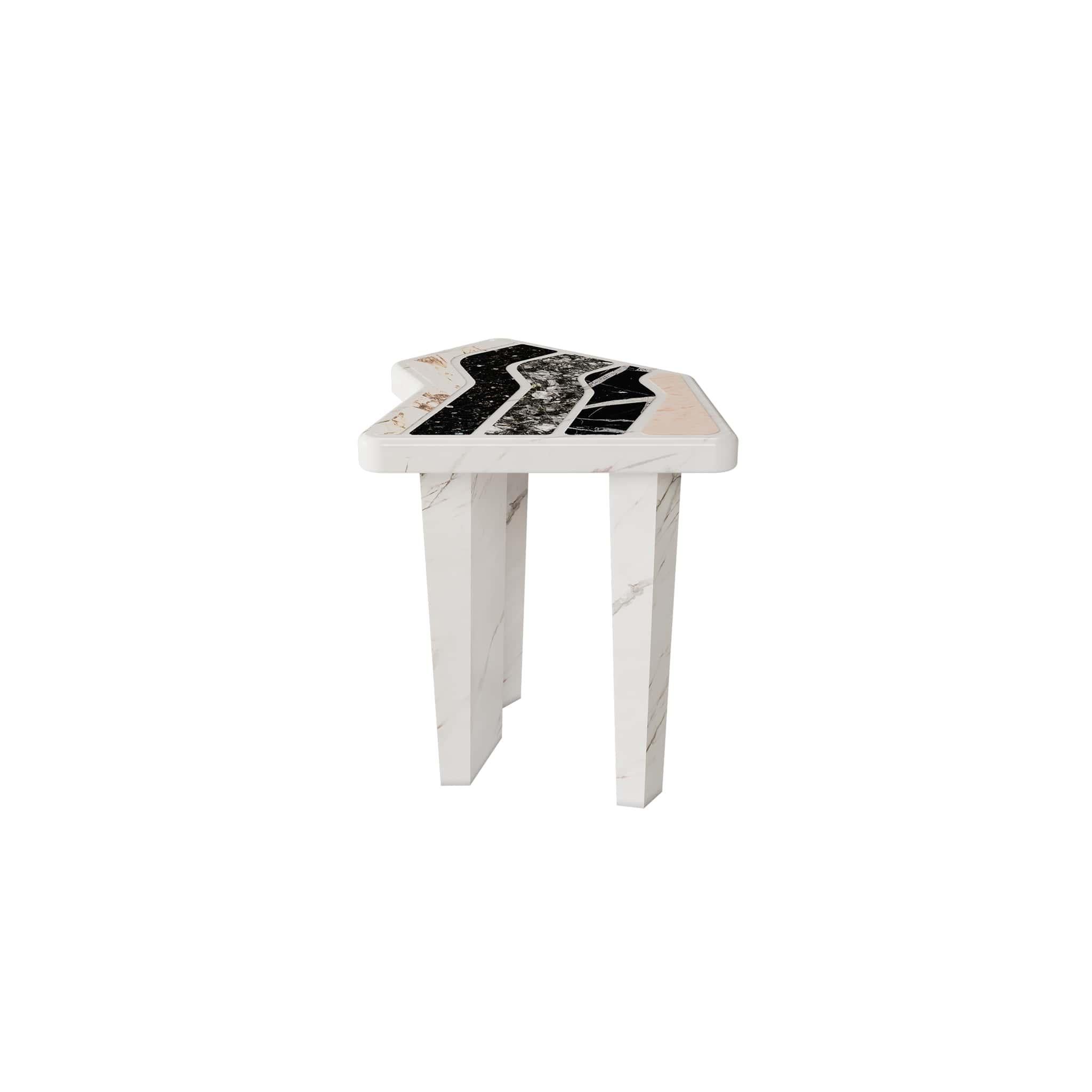 Contemporary Brutalist Geometrical shape coffee side table in granite & marble.

Utah Side Table is a cocktail table with an unexpected shape and beauty. Its body is built with a rich risk-taking composition of marble and granite. This side table