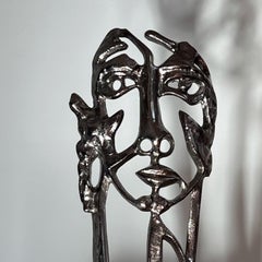Contemporary Brutalist Metal Face Sculpture, 21st Century