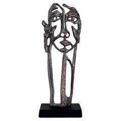 Contemporary Brutalist Metal Face Sculpture, 21st Century