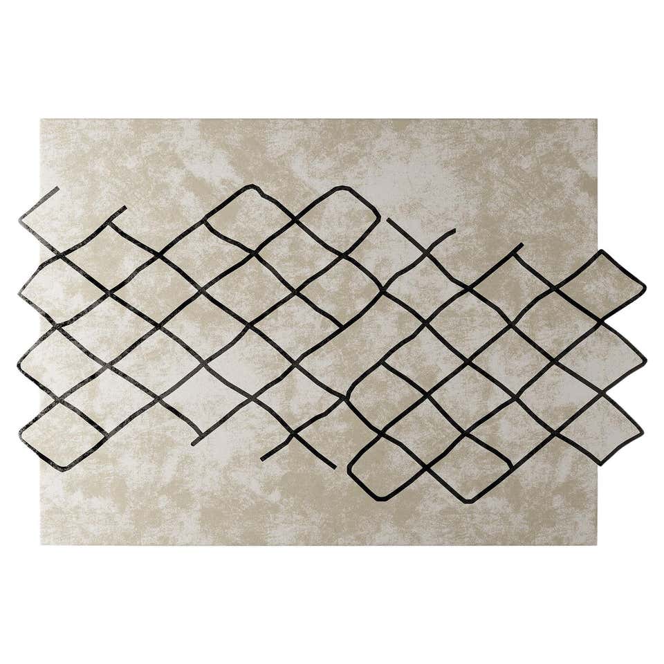 Modern Abstract Design Rug With Organic Shape In Neutral Colors Lyocell ...