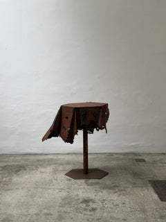 Contemporary Brutalist Sculptural Metal Side Table – Unknown Studio Production