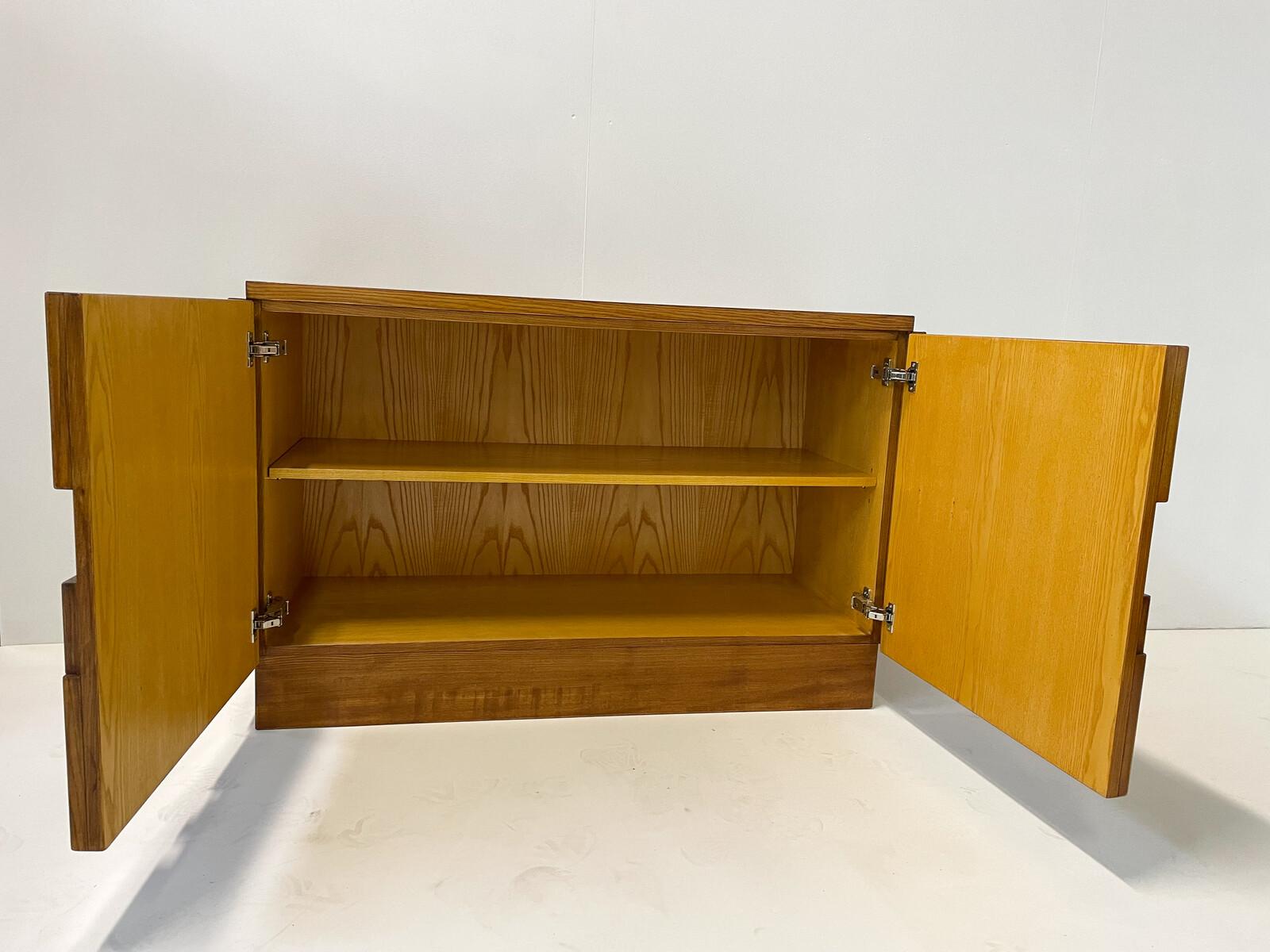 Contemporary Brutalist sideboard, ash, Italy.