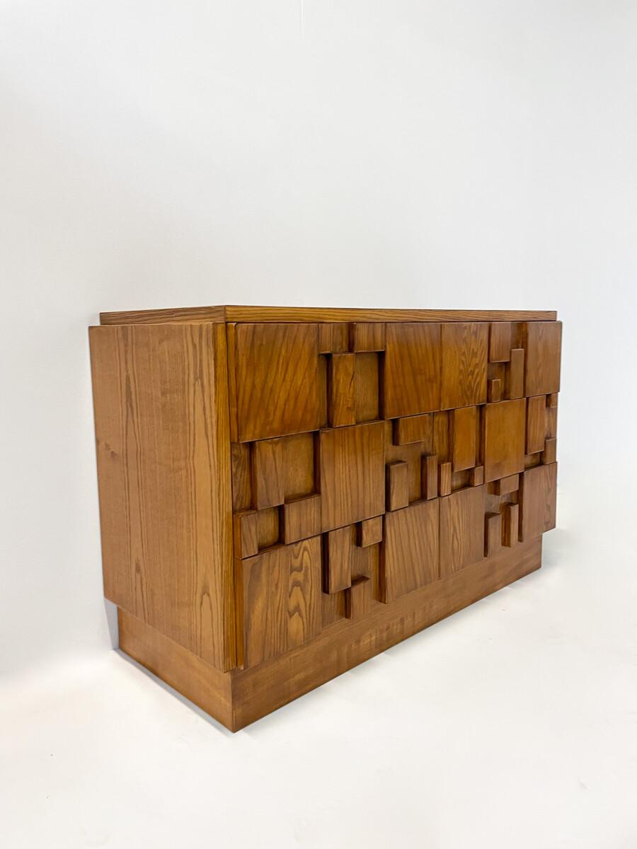 Contemporary Brutalist Sideboard, Ash, Italy For Sale 1
