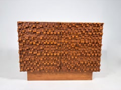 Contemporary Brutalist Sideboard with Travertine Top, Italy