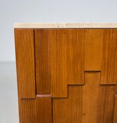 Contemporary Brutalist Sideboard with Travertine Top, Italy