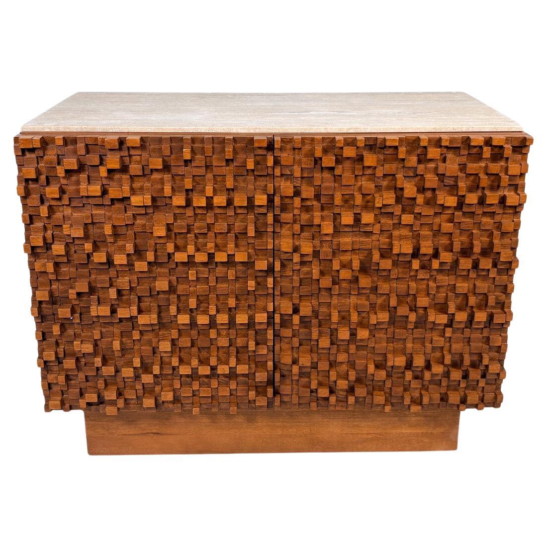 Buffet brutaliste contemporain avec plateau en travertin, Italie en vente