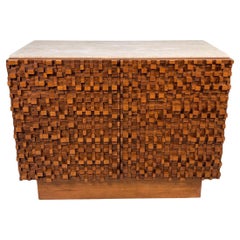 Contemporary Brutalist Sideboard with Travertine Top, Italy