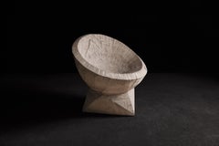 Fauteuil de style brutaliste contemporain en chêne massif et huile de Linseed