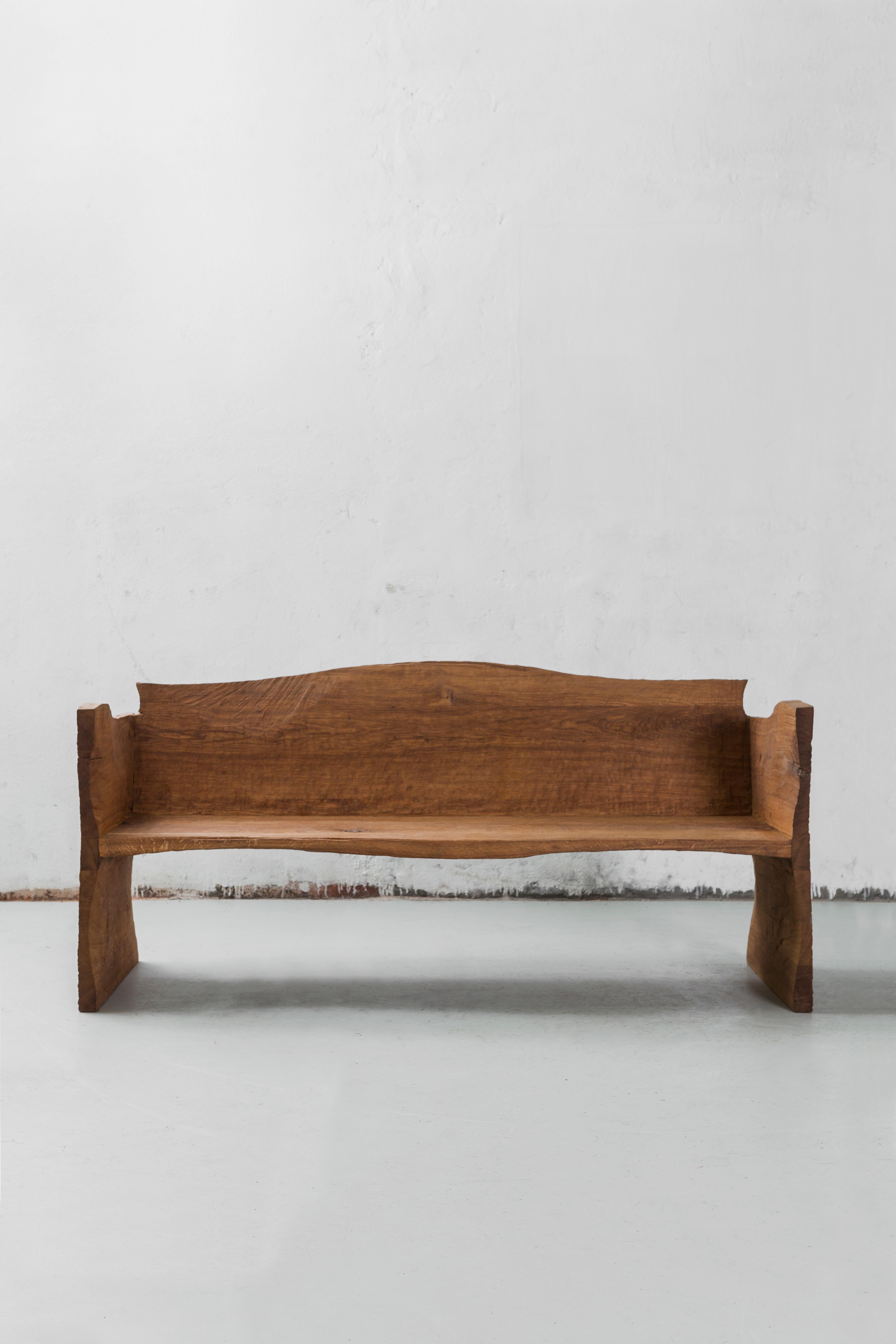 Russian Contemporary Brutalist Style Bench in Solid Oak ‘Dark’ and Linseed Oil For Sale