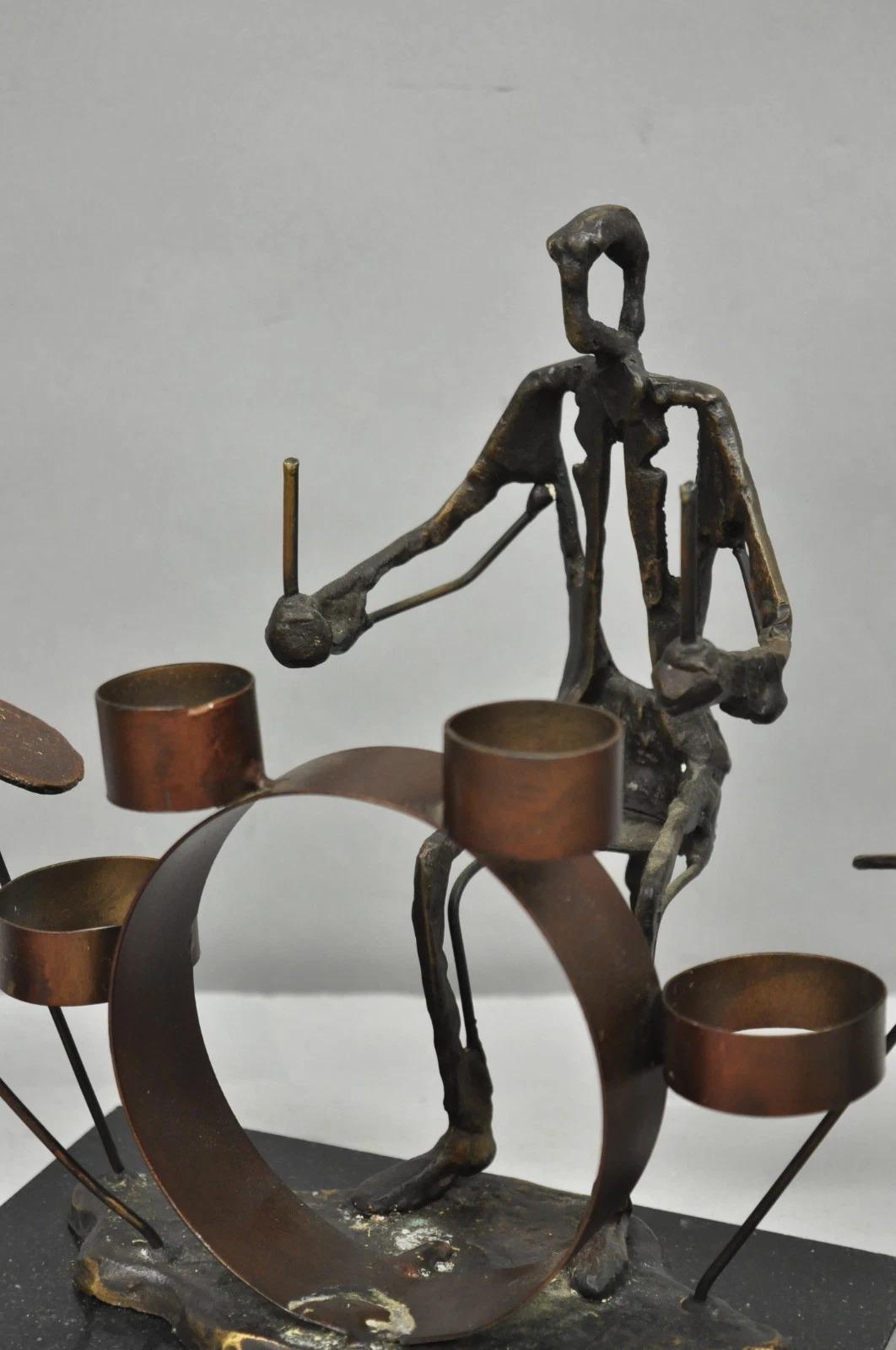 Contemporary Brutalist Style Bronze & Marble Jazz Musician Band Figures 6 Pc Set For Sale 7