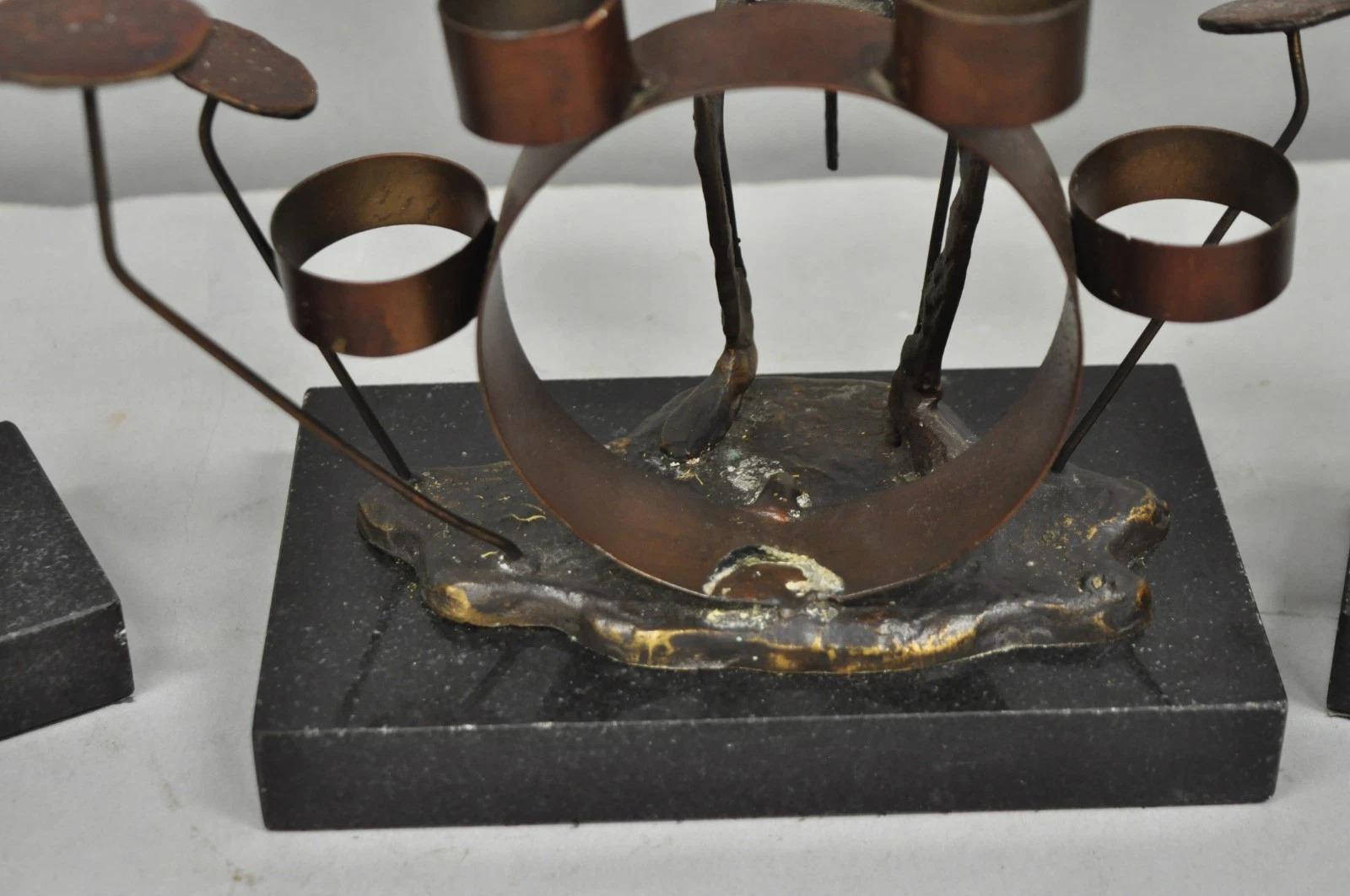 Contemporary Brutalist Style Bronze & Marble Jazz Musician Band Figures 6 Pc Set For Sale 2