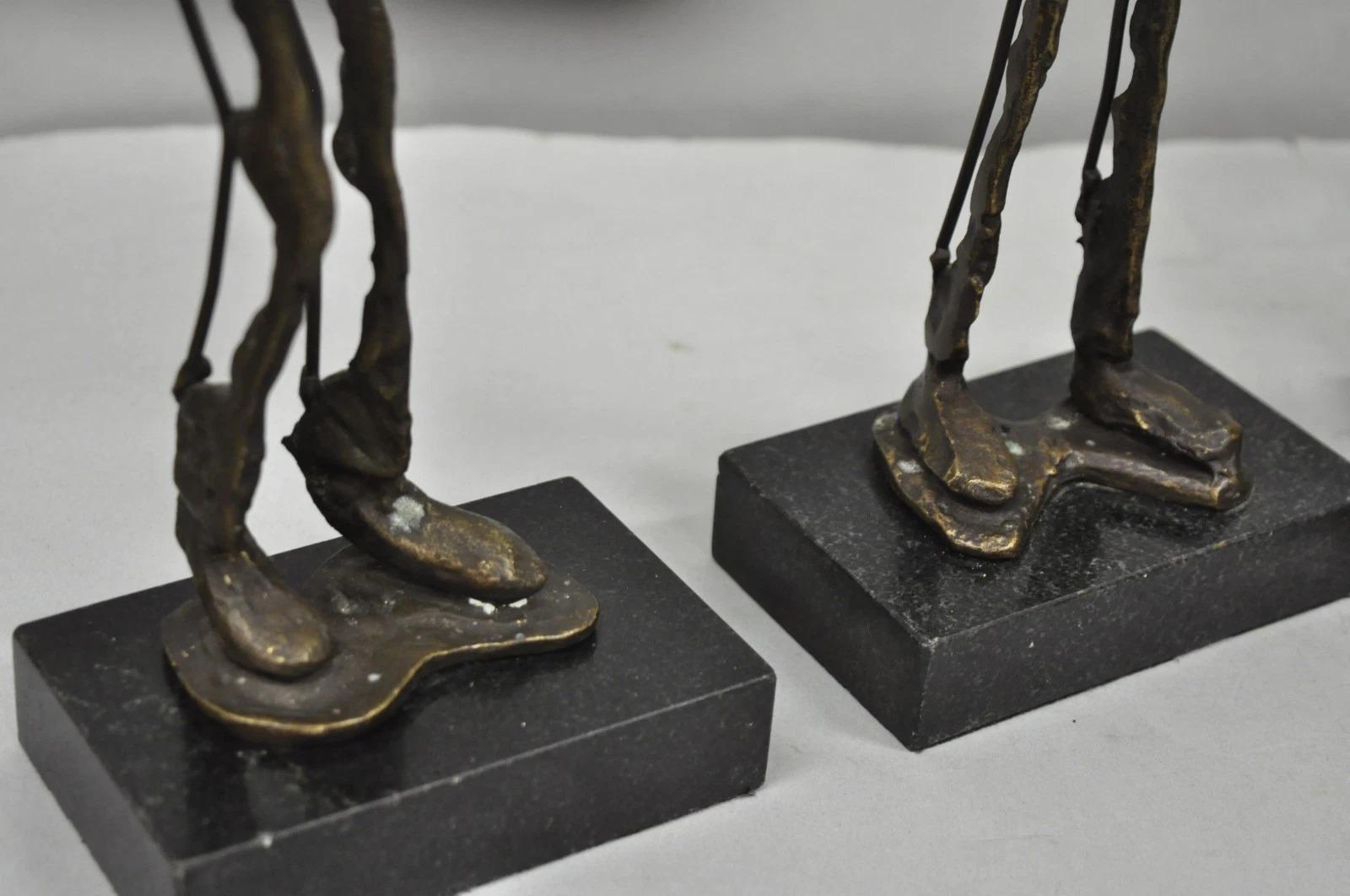 Contemporary Brutalist Style Bronze & Marble Jazz Musician Band Figures 6 Pc Set For Sale 3