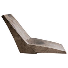 Contemporary Brutalist Style Chaise Longue in Solid Oak and Linseed Oil