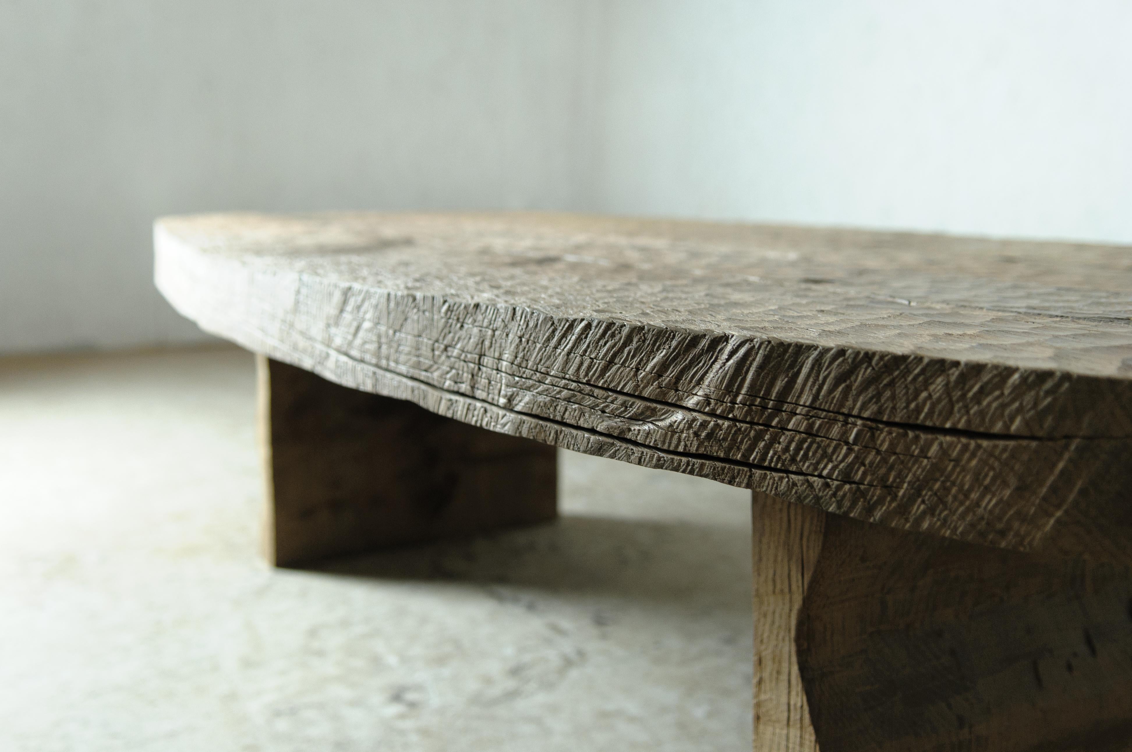 Armenian Contemporary Brutalist Style Coffee Table in Solid Oak, 'Custom Size' For Sale