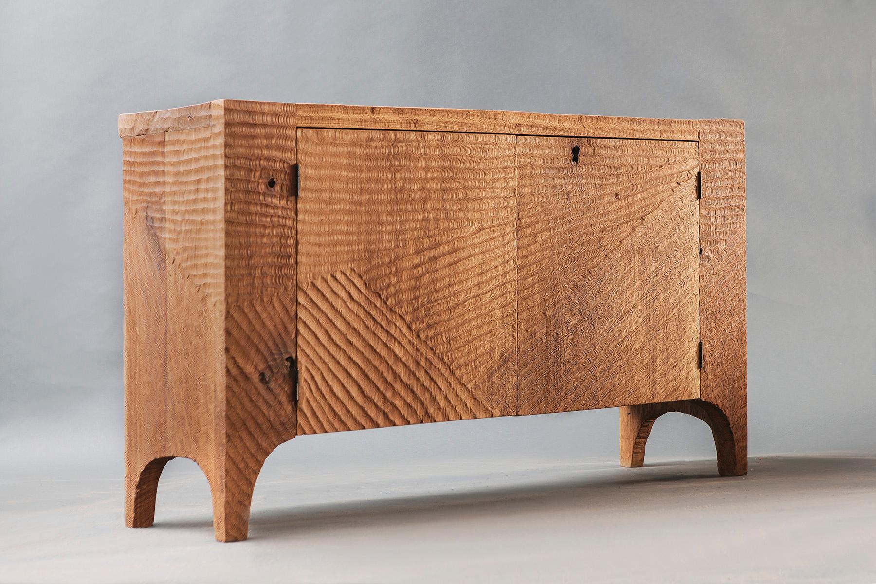 Russian Contemporary Brutalist Style Commode in Solid Oak and Linseed Oil For Sale