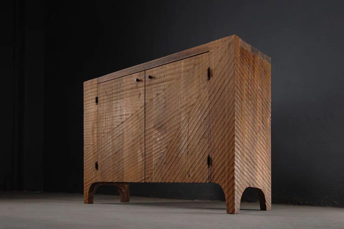 Contemporary Brutalist Style Commode in Solid Oak 'Custom Size' In New Condition For Sale In Paris, IDF