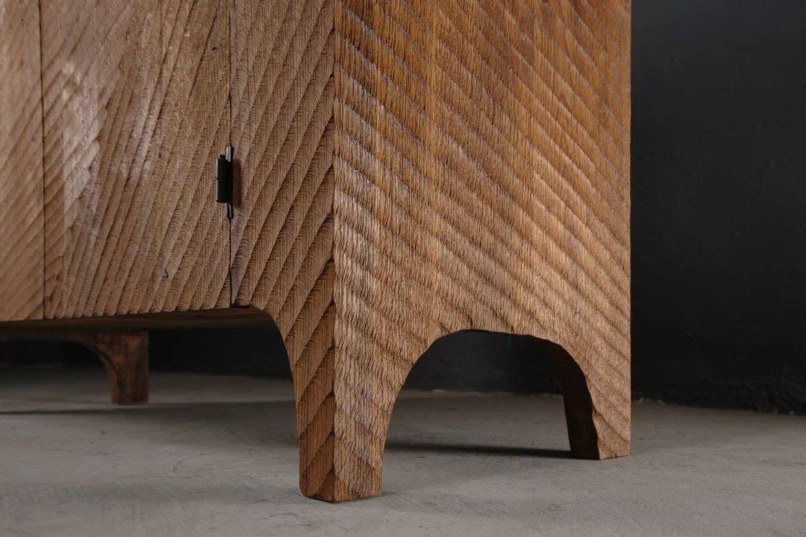 Contemporary Brutalist Style Commode in Solid Oak 'Custom Size' For Sale 3